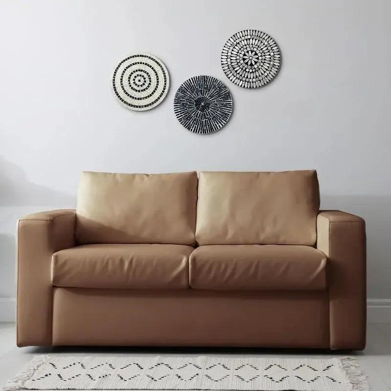 Mother of Pearl Shell Wall Art, 11.8 Inches Mosaic Coastal Plates, Black by House Of Avana