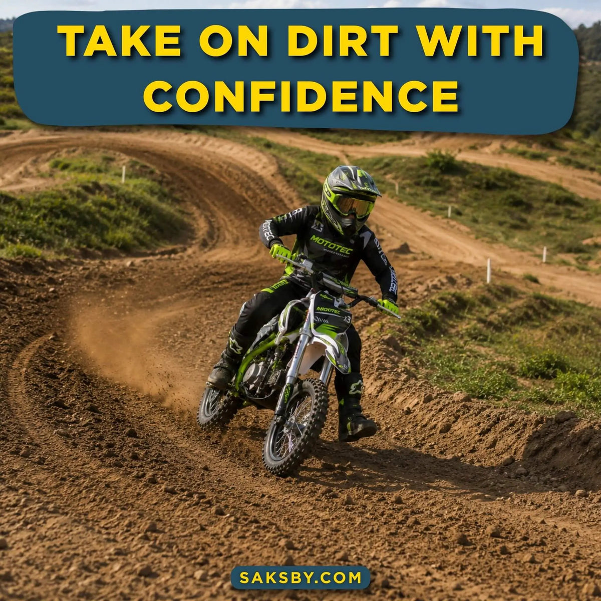 MotoTec X3 125CC 4-Stroke Green Gas-Powered Dirt Bike (SAK86035) by SAKSBY WHOLESALE