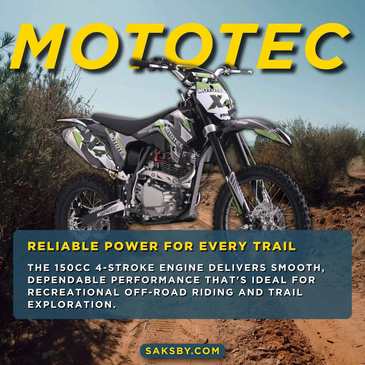 MotoTec X4 150CC 4-Stroke High-Performance Gas-Powered Dirt Bike (SAK95731) by SAKSBY WHOLESALE