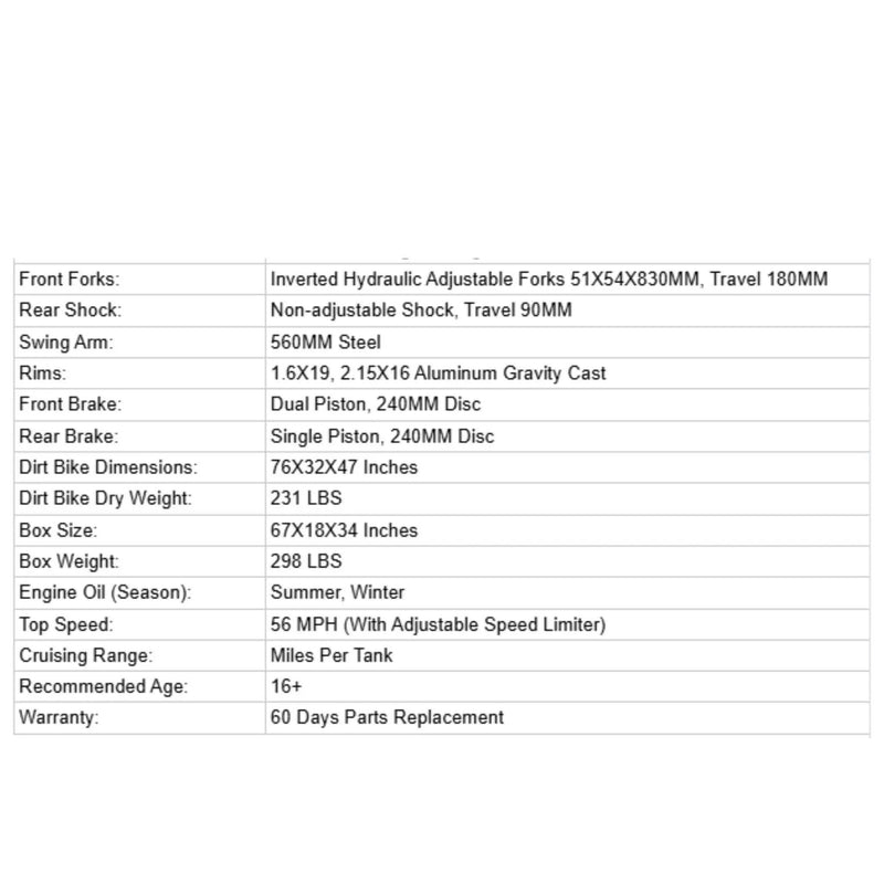 MotoTec X4 150CC 4-Stroke High-Performance Gas-Powered Dirt Bike (SAK95731) by SAKSBY WHOLESALE