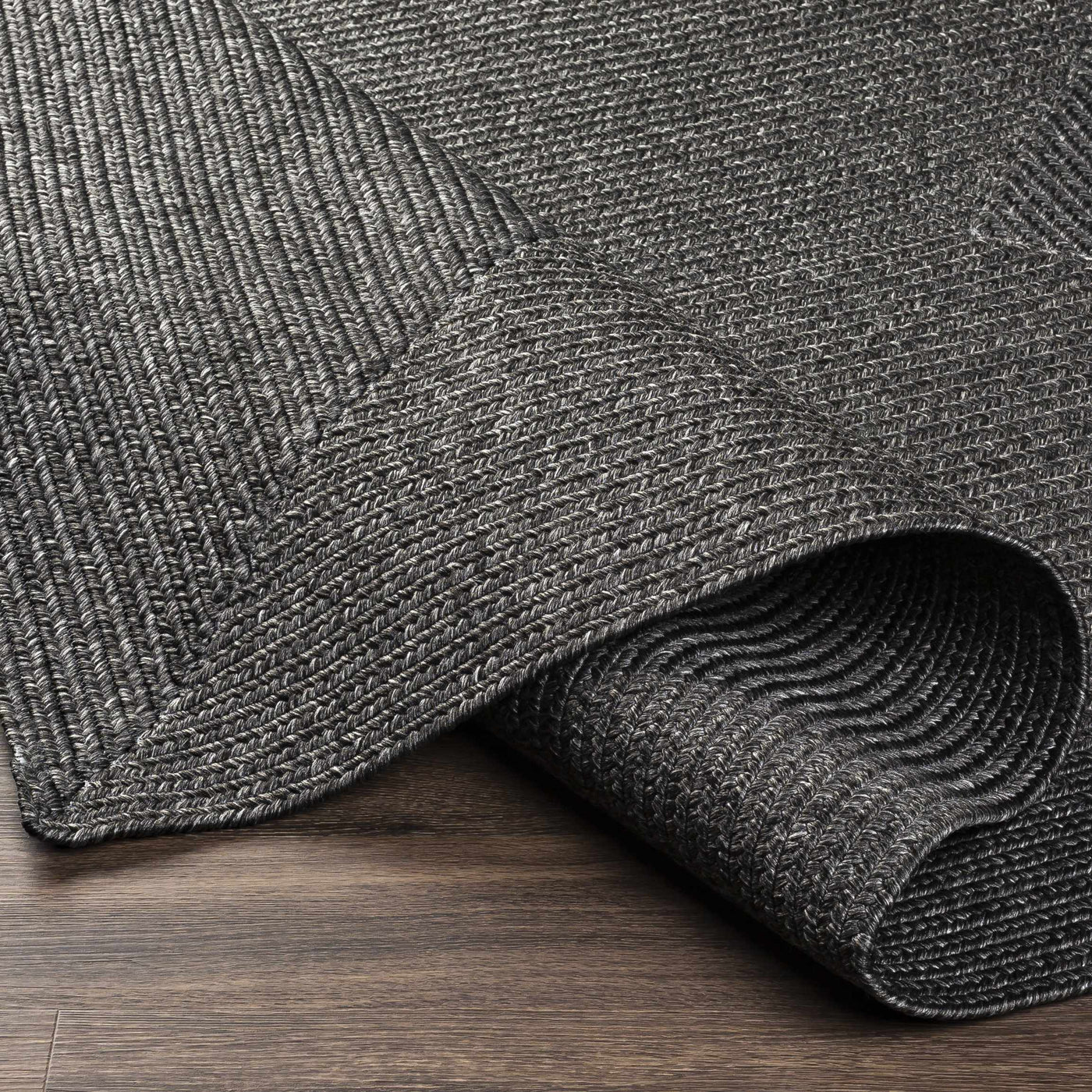 Black Braided Faux Jute Outdoor Rug by Boutique Rugs