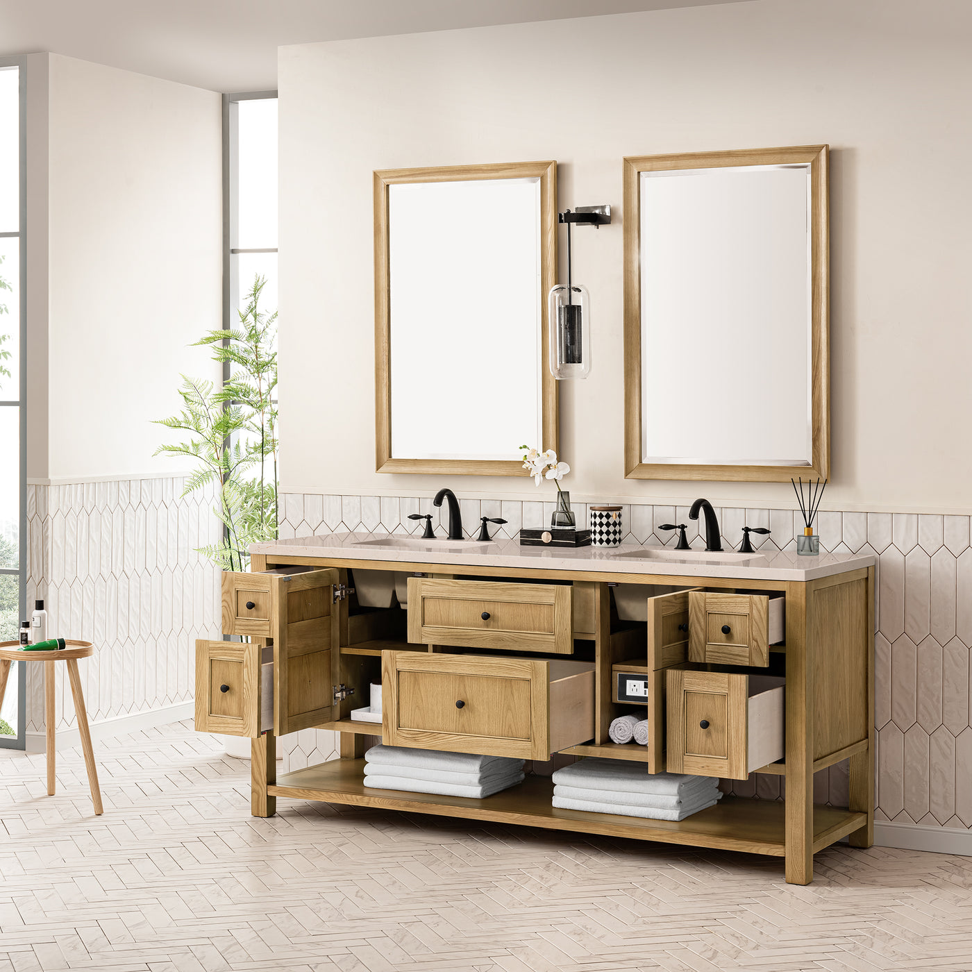 James Martin Breckenridge 72" Double Bathroom Vanity, Light Natural Oak, view 32