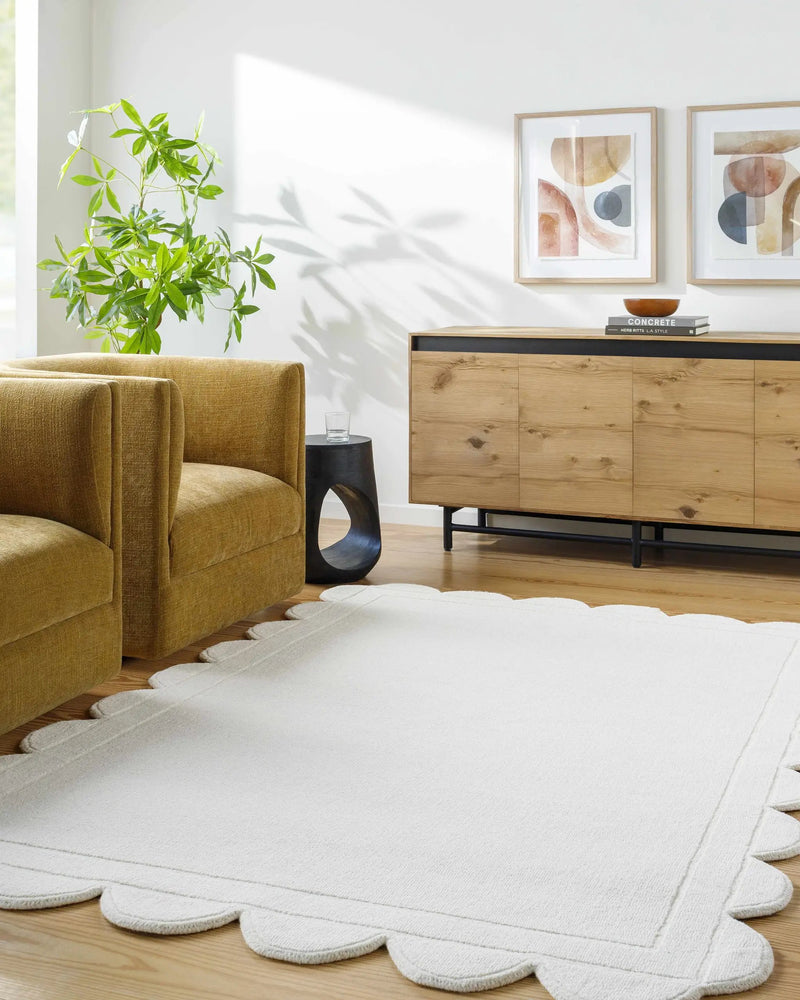 Uhuro White Geometric Area Rug by Boutique Rugs