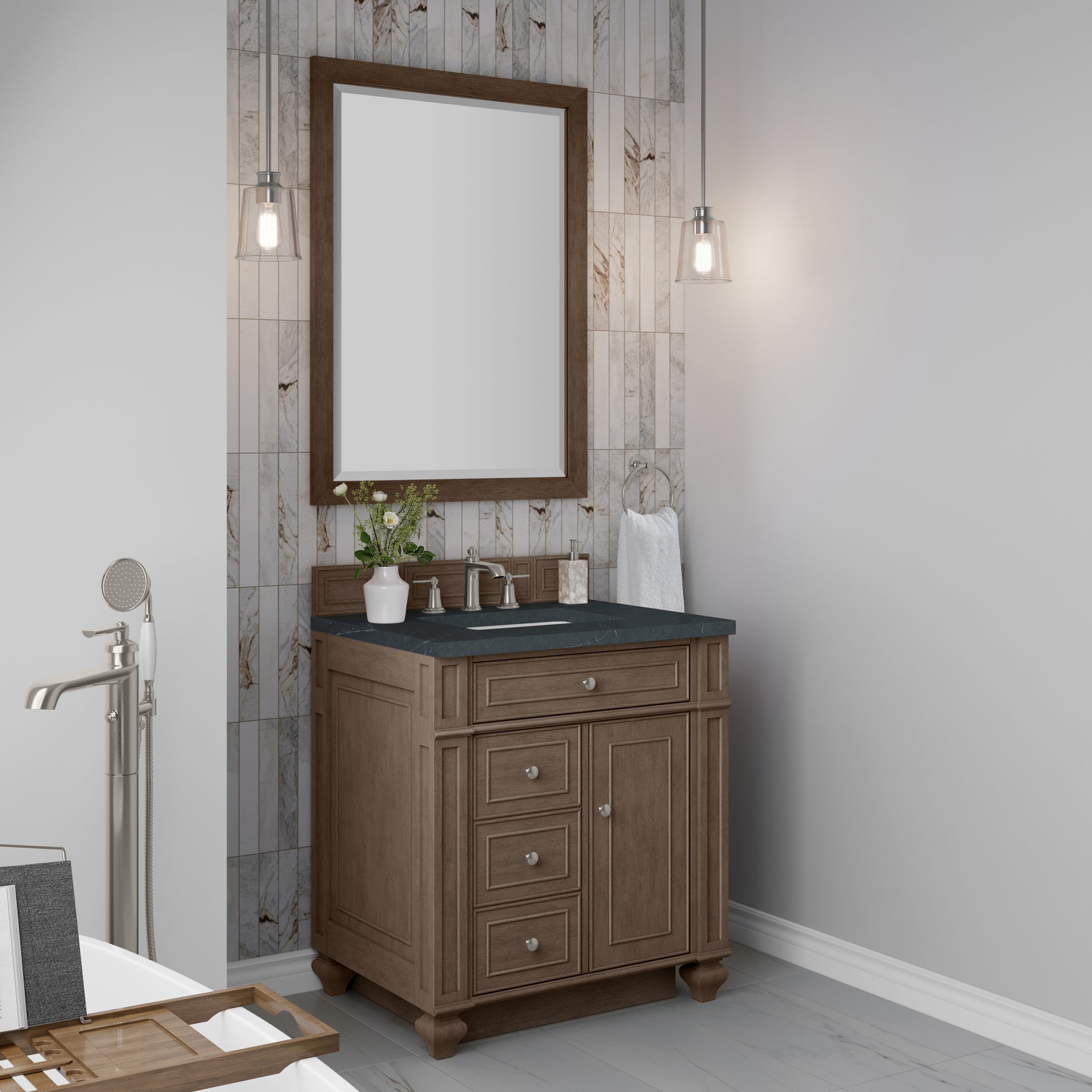James Martin Bristol 30" Single Bathroom Vanity, Whitewashed Walnut, view 30