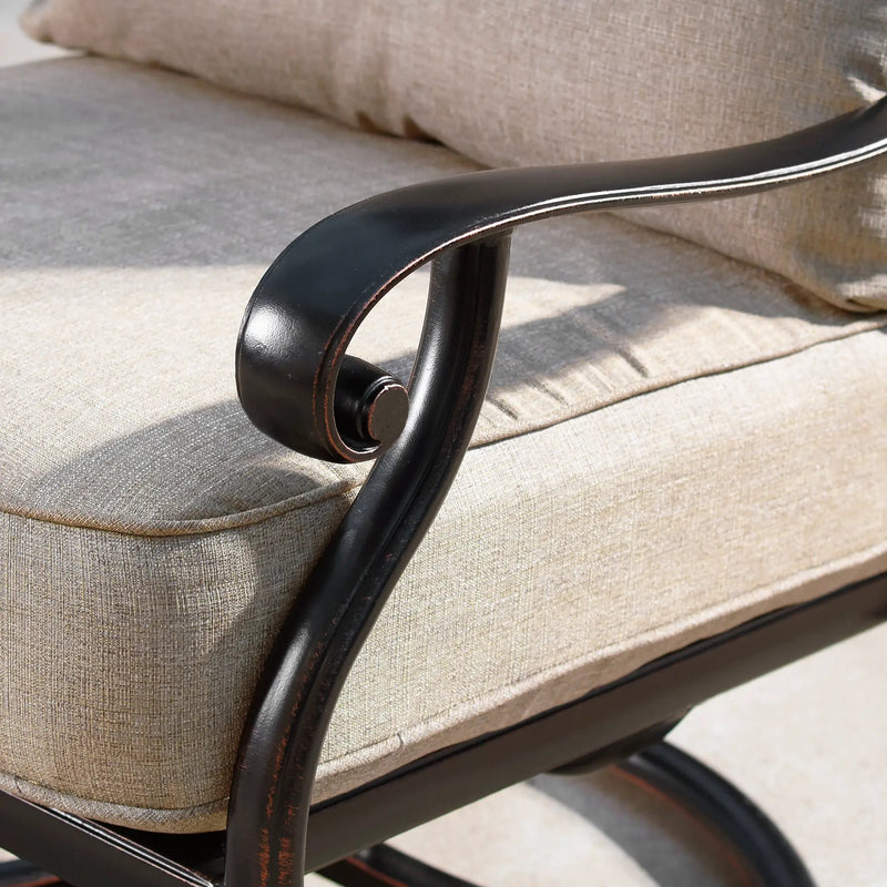 Aluminum 48-in Rectangular Patio Fire Table and Swivel Rocker Set by Sharicks