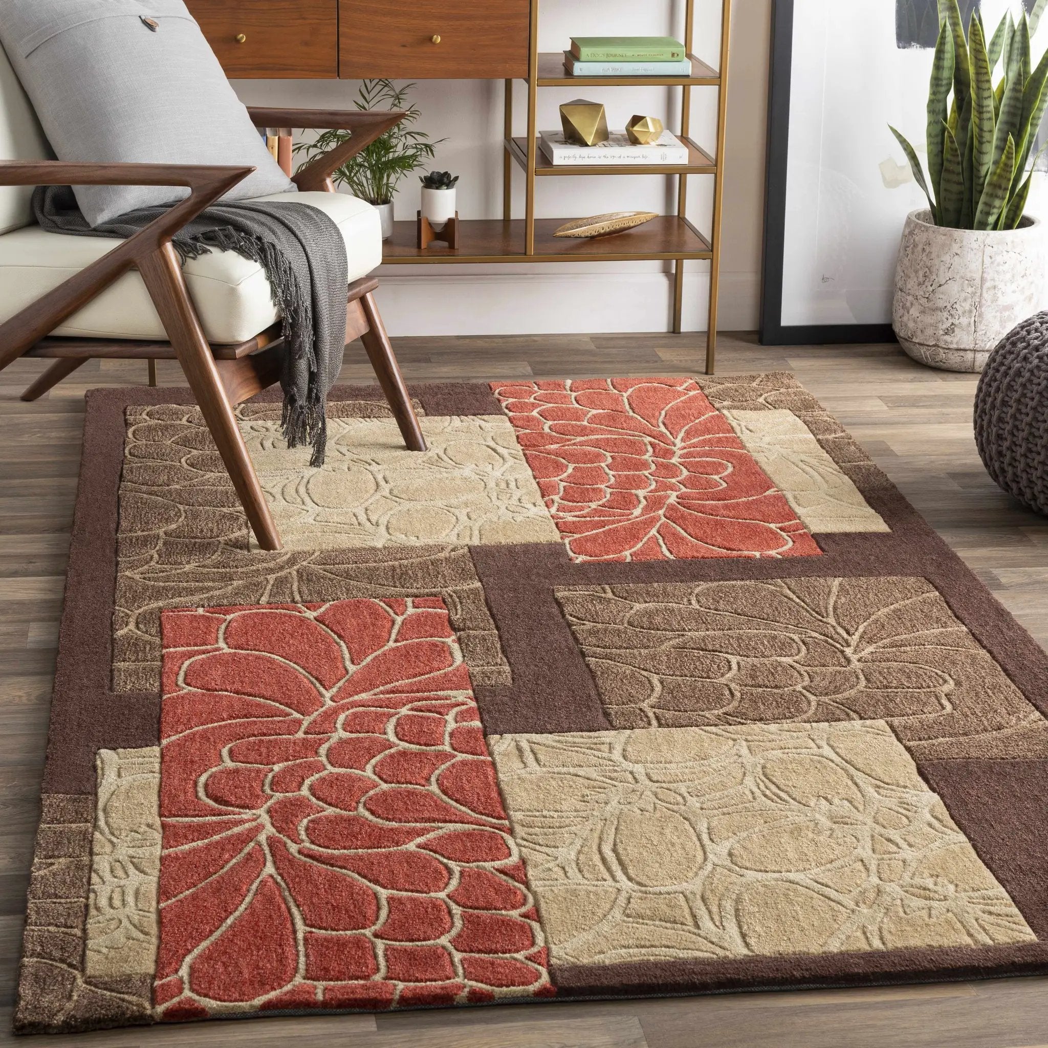 Brick Red-Brown Mosaic Area Rug - Clearance by Boutique Rugs