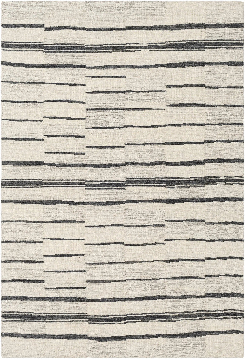 Moorebank Black Striped Wool Rug by Boutique Rugs