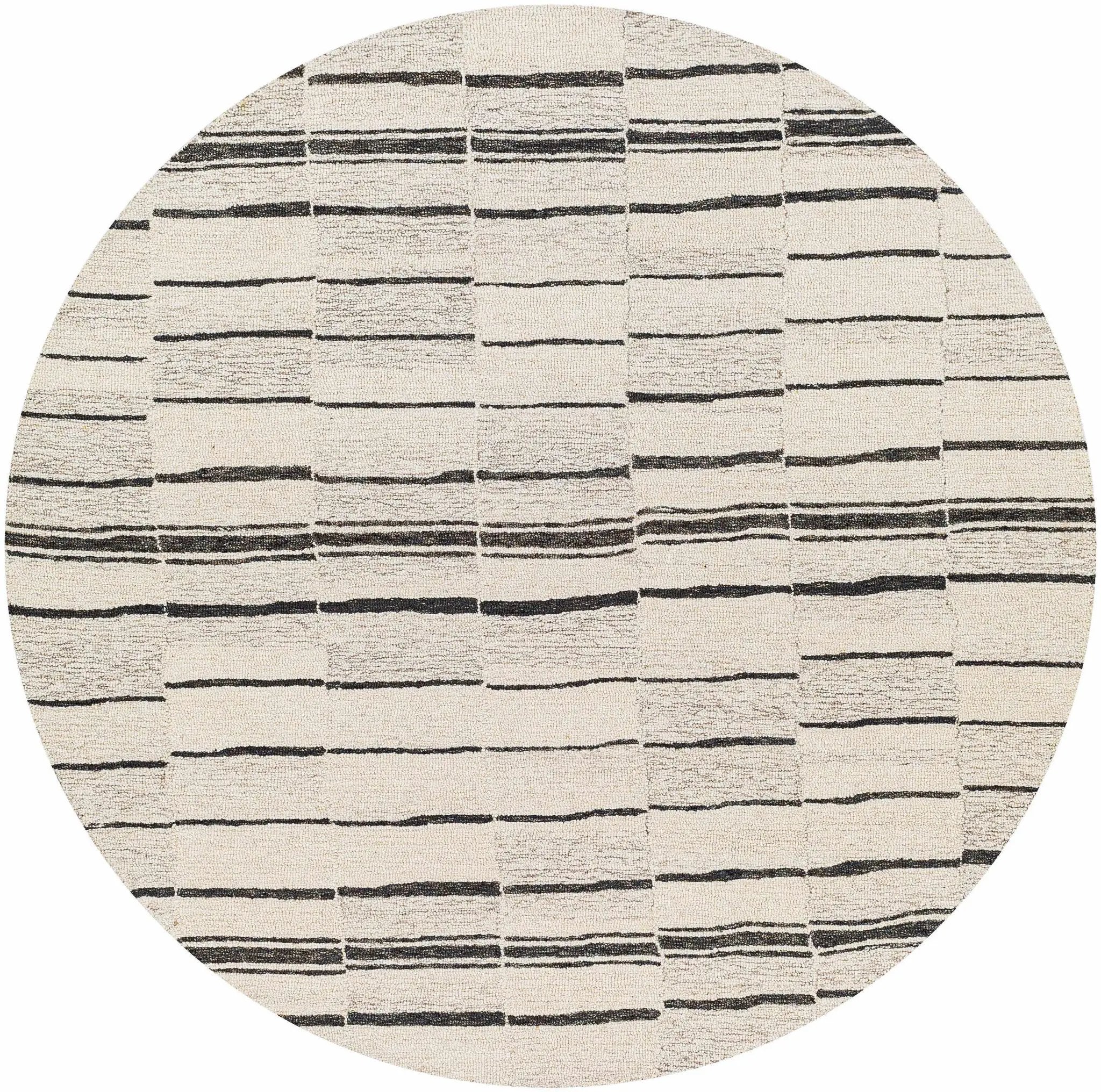 Moorebank Black Striped Wool Rug by Boutique Rugs