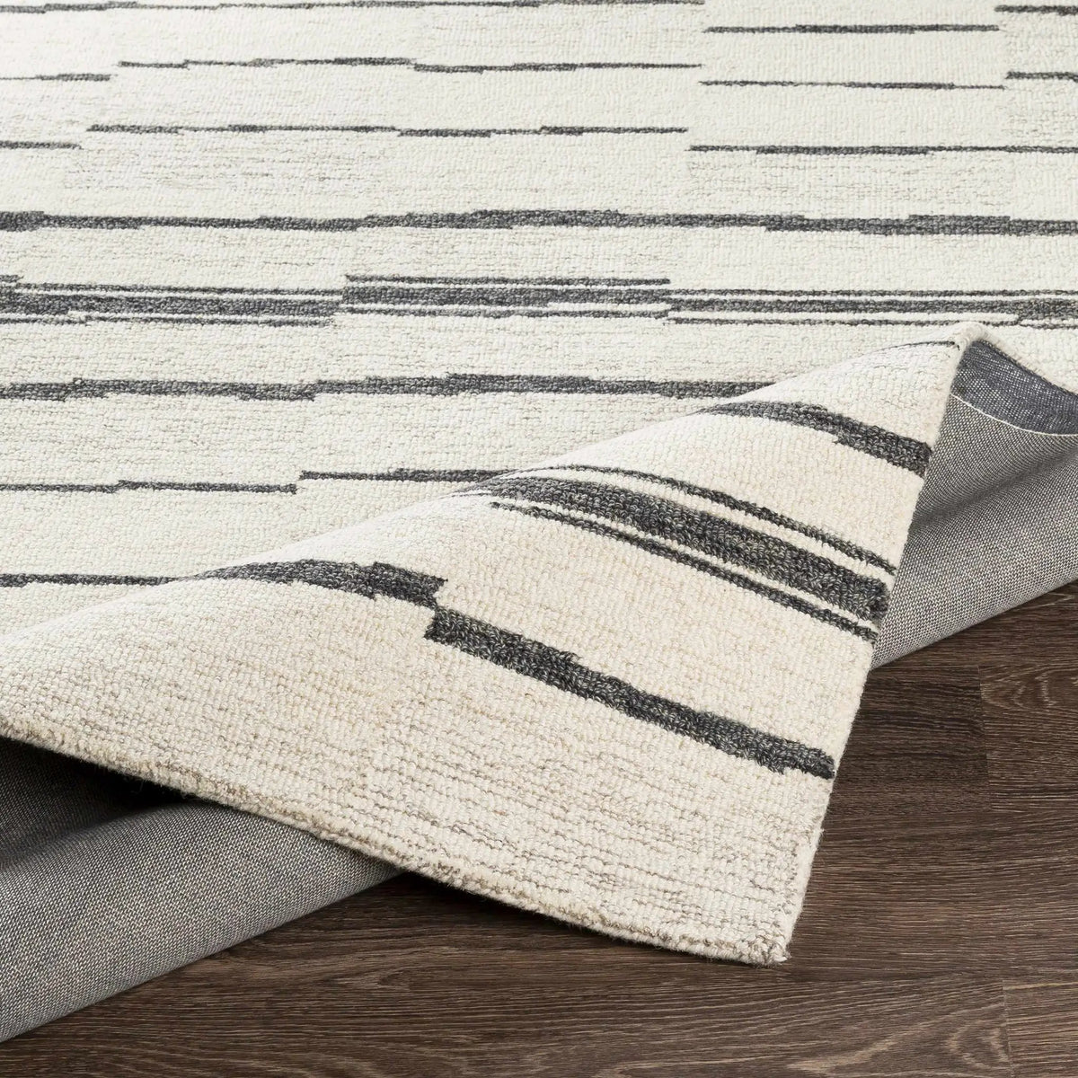 Moorebank Black Striped Wool Rug, photo 6 of 17
