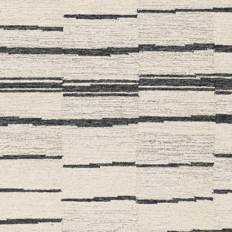 Moorebank Black Striped Wool Rug by Boutique Rugs