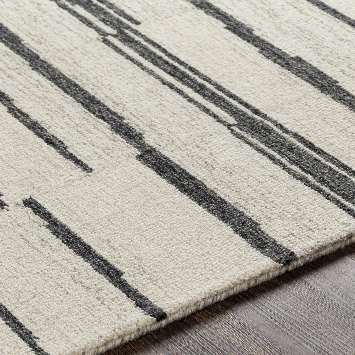 Moorebank Black Striped Wool Rug, photo 13 of 17