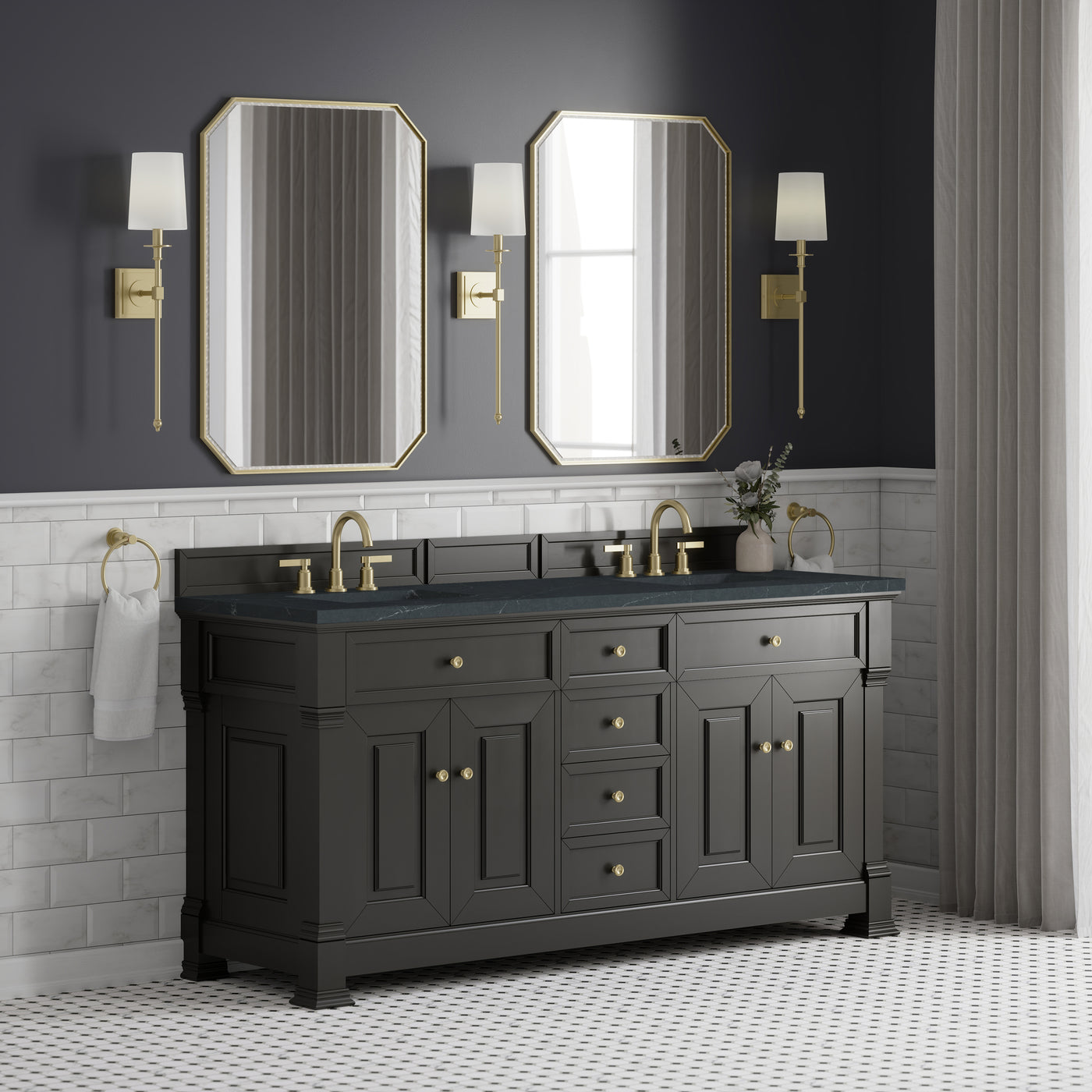 James Martin Brookfield 72" Double Bathroom Vanity, Black Onyx, view 36