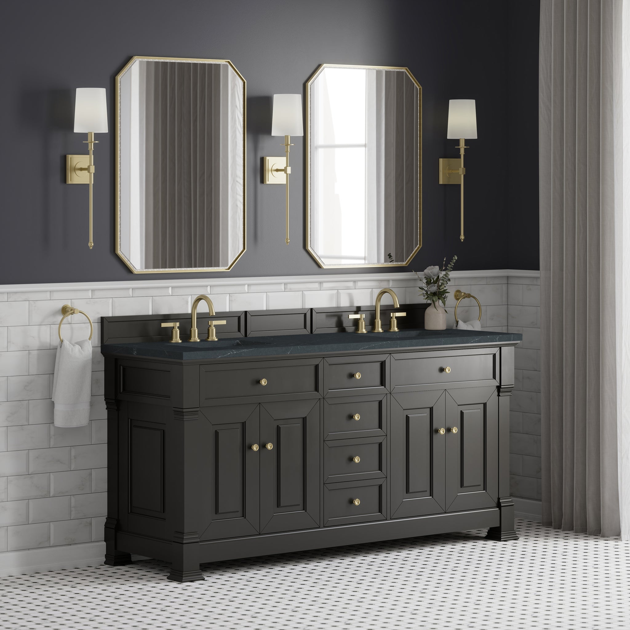 James Martin Brookfield 72" Double Bathroom Vanity, Black Onyx, view 36