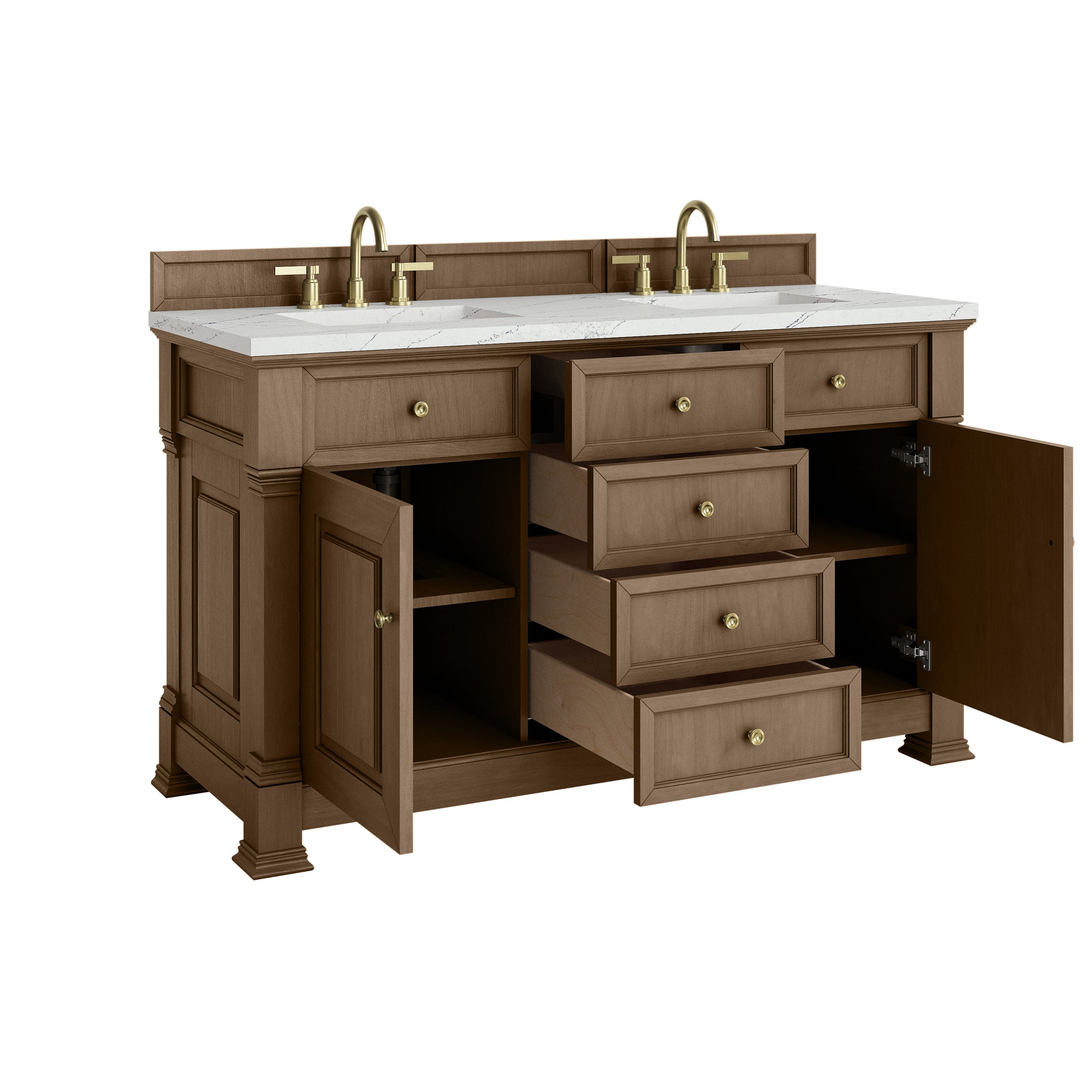 James Martin Brookfield 60" Double Bathroom Vanity, Pecan, view 38