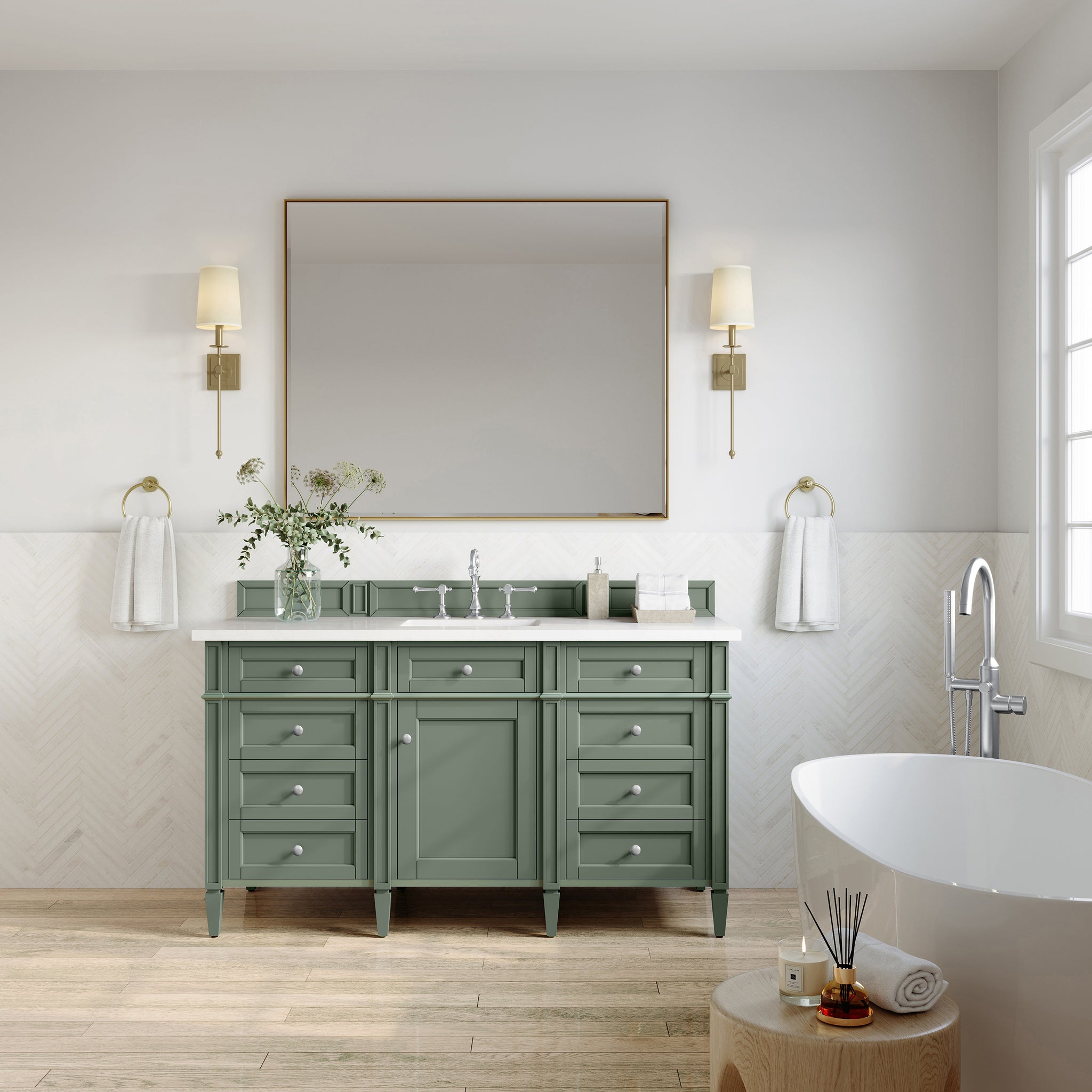 James Martin Brittany 60" Single Bathroom Vanity, Smokey Celadon, view 36