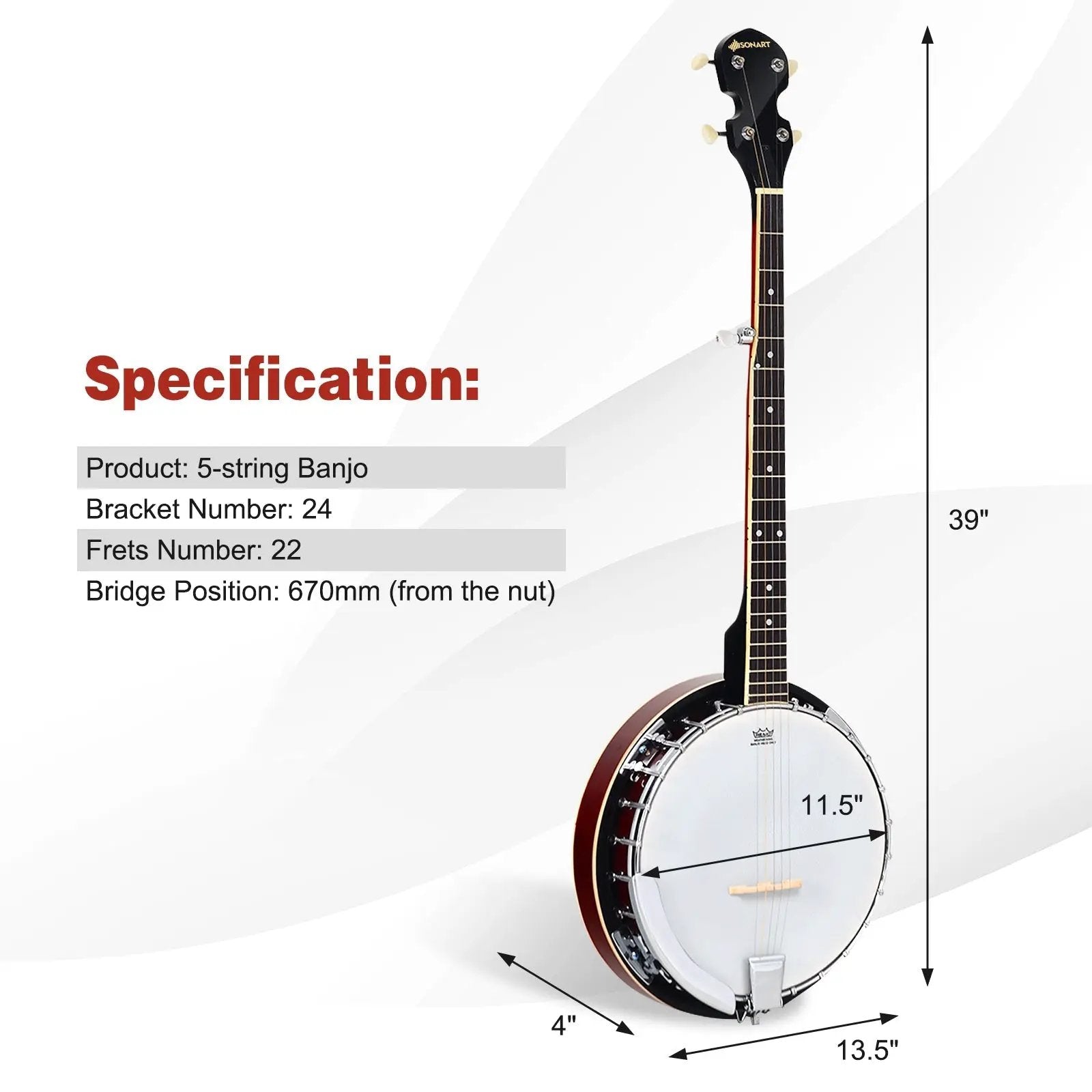 5-String Geared Tunable Banjo with case by DirectDeals