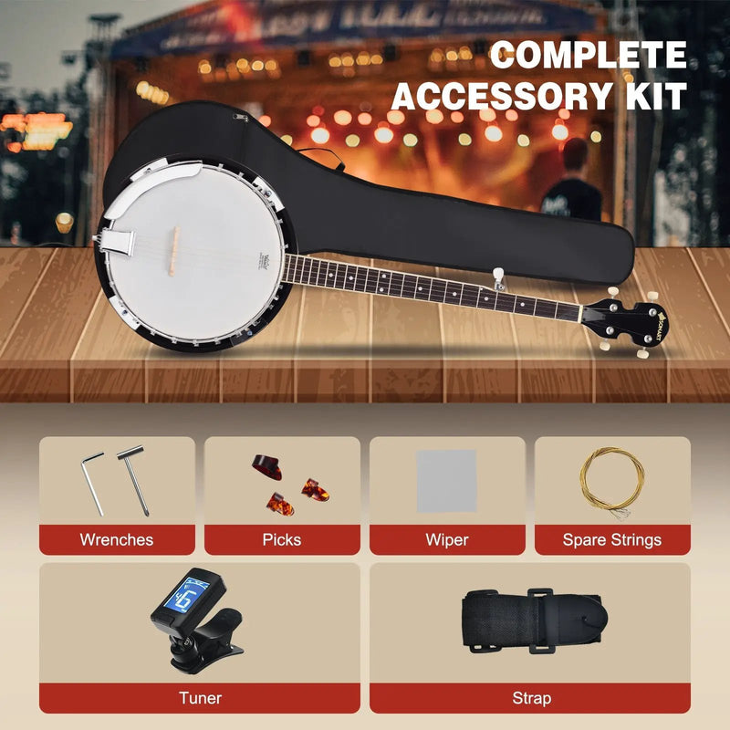 5-String Geared Tunable Banjo with case by DirectDeals