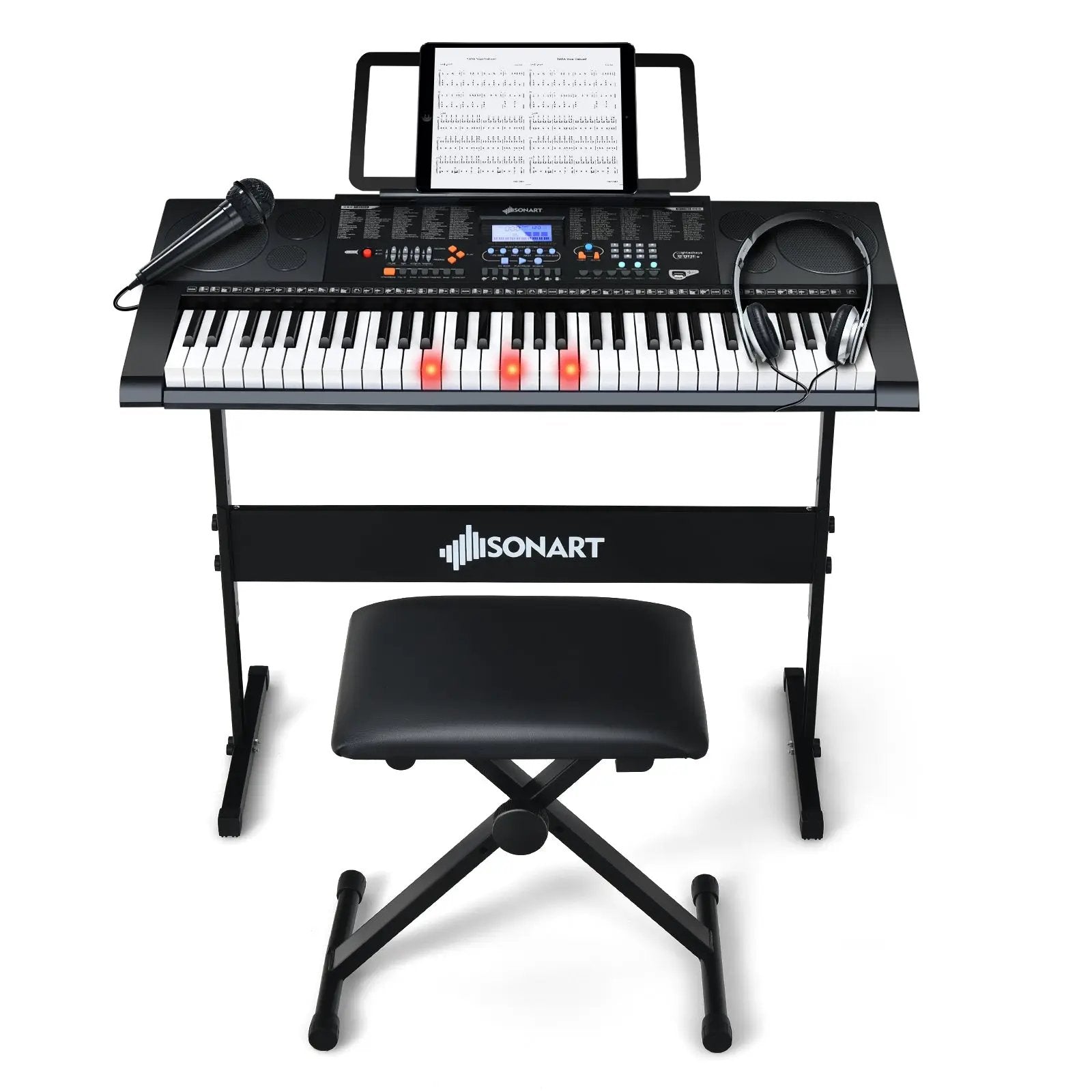 61-Key Electronic Keyboard Piano Set with Full Size Lighted Keys by DirectDeals