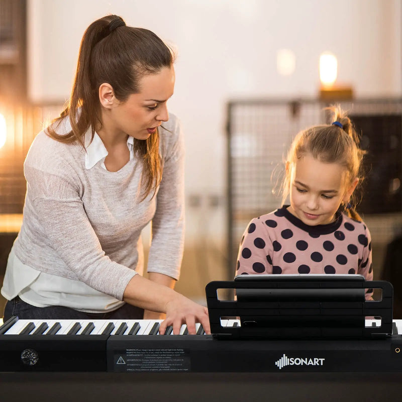 88-Key Portable Electric Lighted Keyboard Piano-Black by DirectDeals