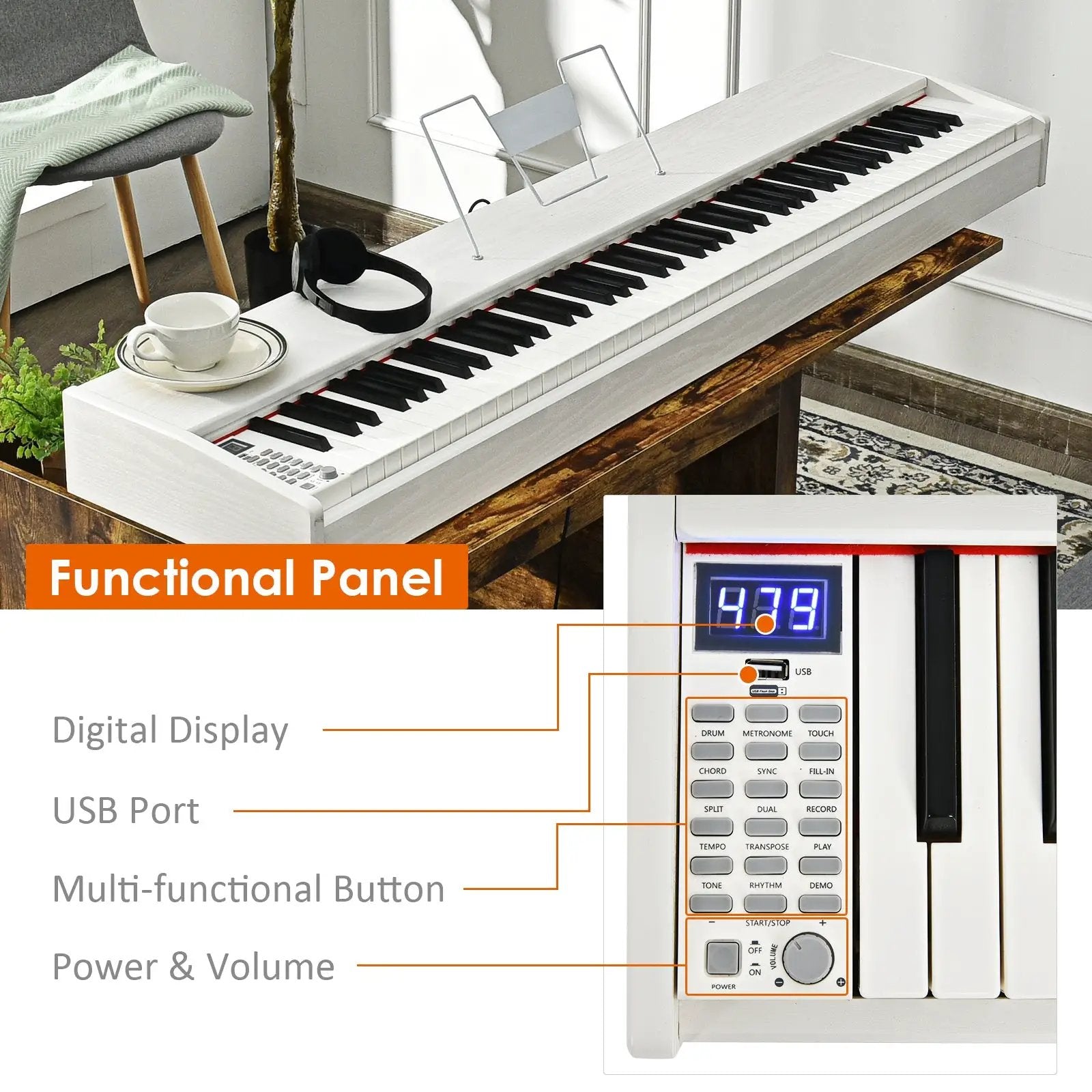 88-Key Full Size Digital Piano Weighted Keyboard with Sustain Pedal by DirectDeals