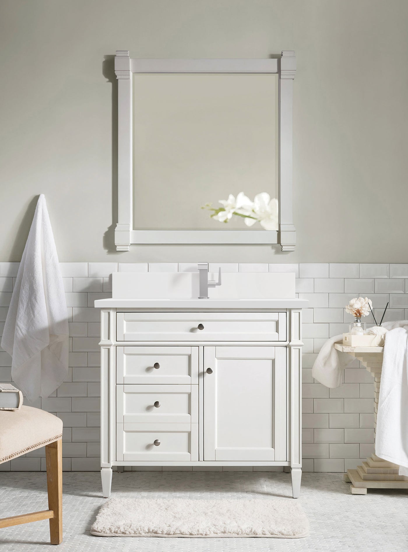 James Martin Brittany 36" Single Bathroom Vanity, Bright White, view 28