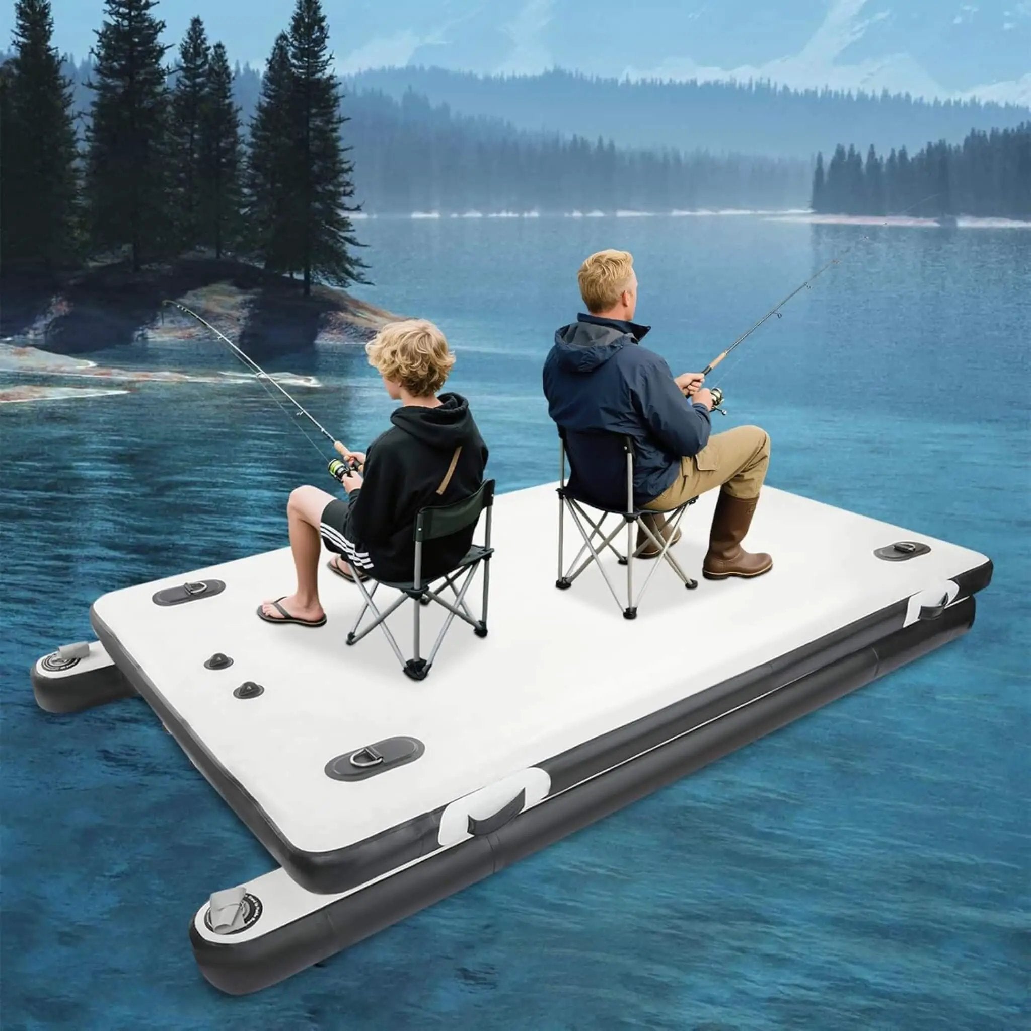 [05X08FT] Multi-Person Inflatable Floating Dock With Pump And D-Rings (SAK45918) by SAKSBY WHOLESALE