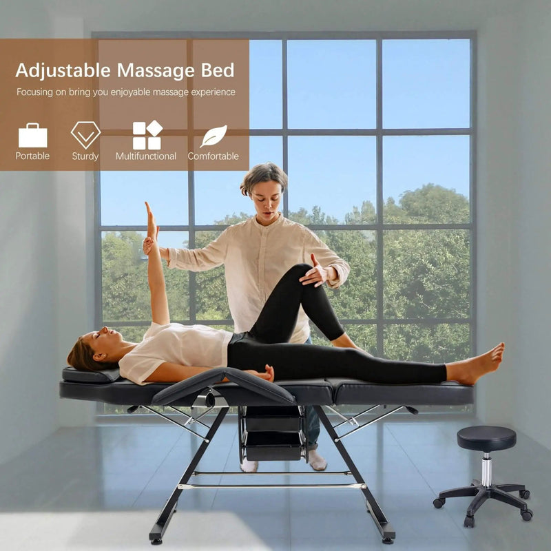 Multi-Purpose 3-Section Adjustable Massage Tattoo Chair With Stool (SAK35617) by SAKSBY WHOLESALE