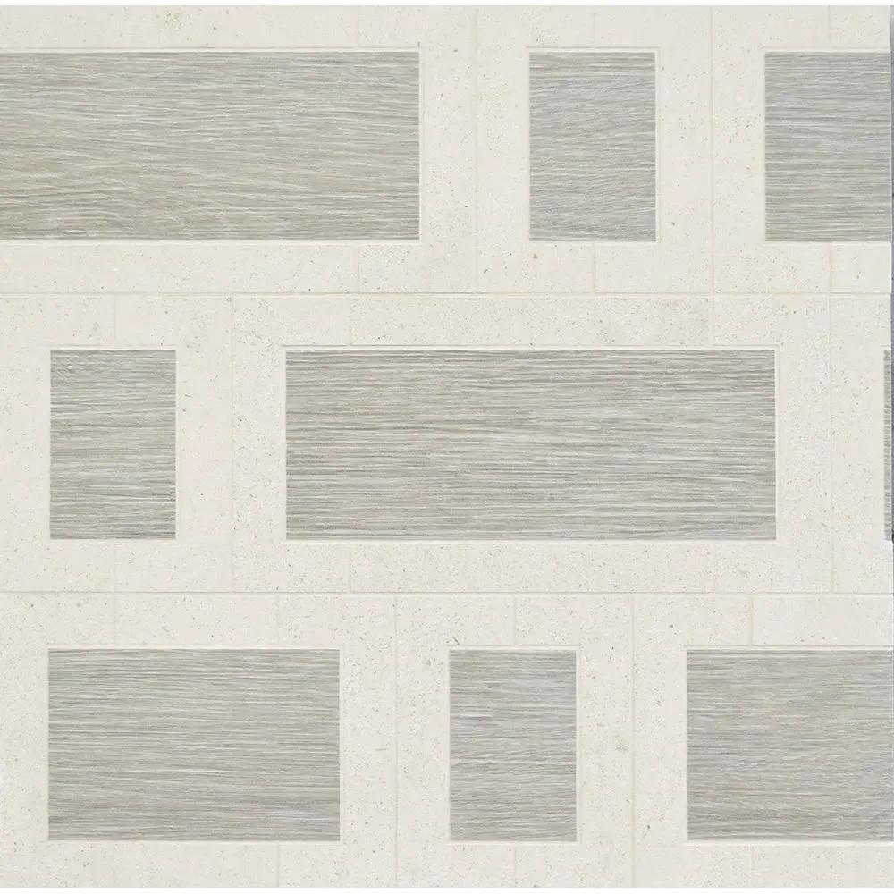 Multicolor Multi Finish Window Large Limestone Mosaics 6x12