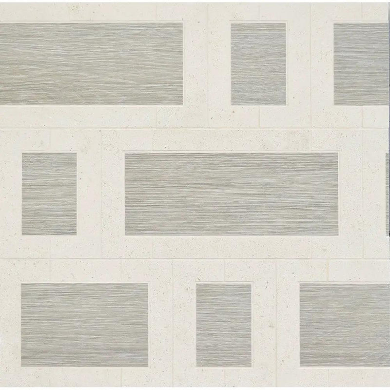 Multicolor Multi Finish Window Large Limestone Mosaics 6x12