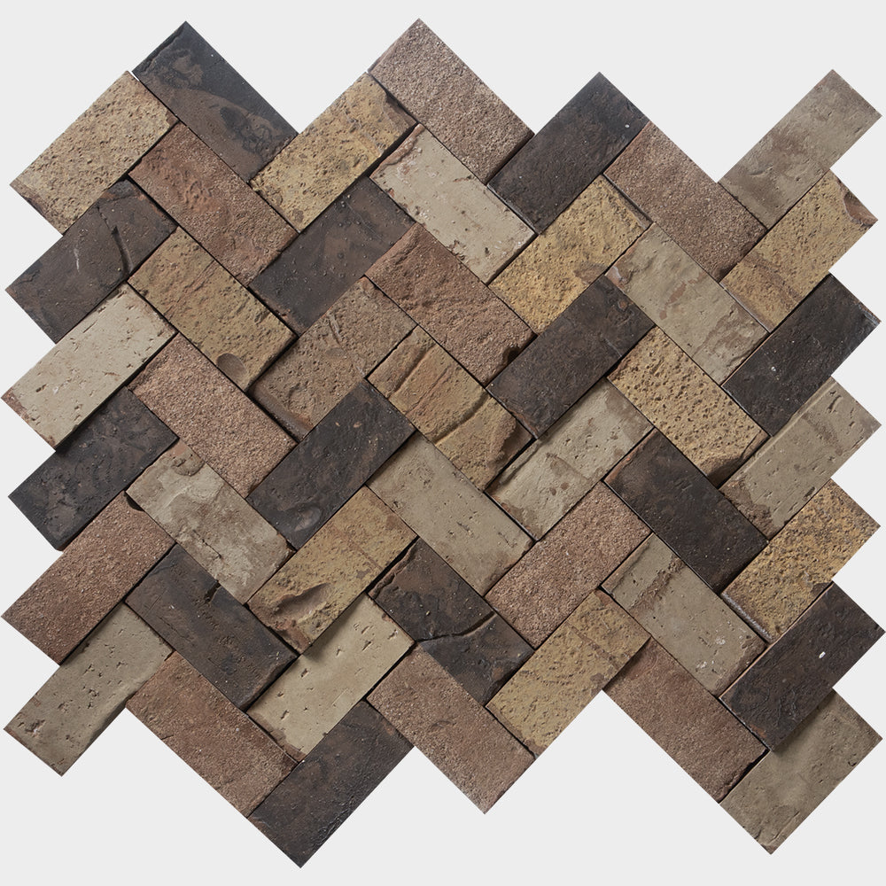 Multicolor Natural Herringbone Terracotta Mosaics 14x14 1/2 Terracotta Natural 14x14 Mosaics