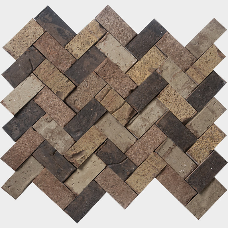 Multicolor Natural Herringbone Terracotta Mosaics 14x14 1/2 Terracotta Natural 14x14 Mosaics