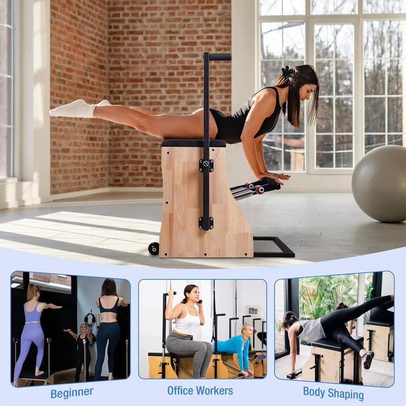 Core Pilates Multifunctional Solid Wood Pilates Reformer Chair With Adjustable Springs And Split Pedals (SAK27581) by SAKSBY WHOLESALE