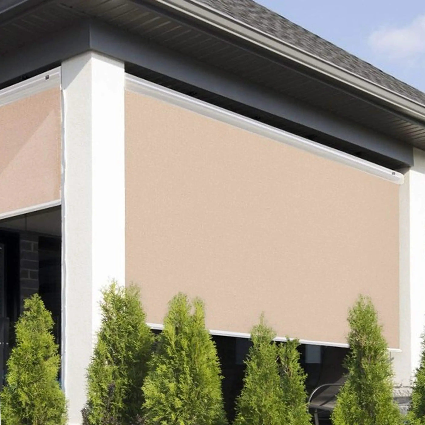 Multiple Awnings Multishade Premium Aluminum Retractable Outdoor Shade With PVC Covered Polyester Fabric [Made-To-Order] (SAK59071) by SAKSBY WHOLESALE