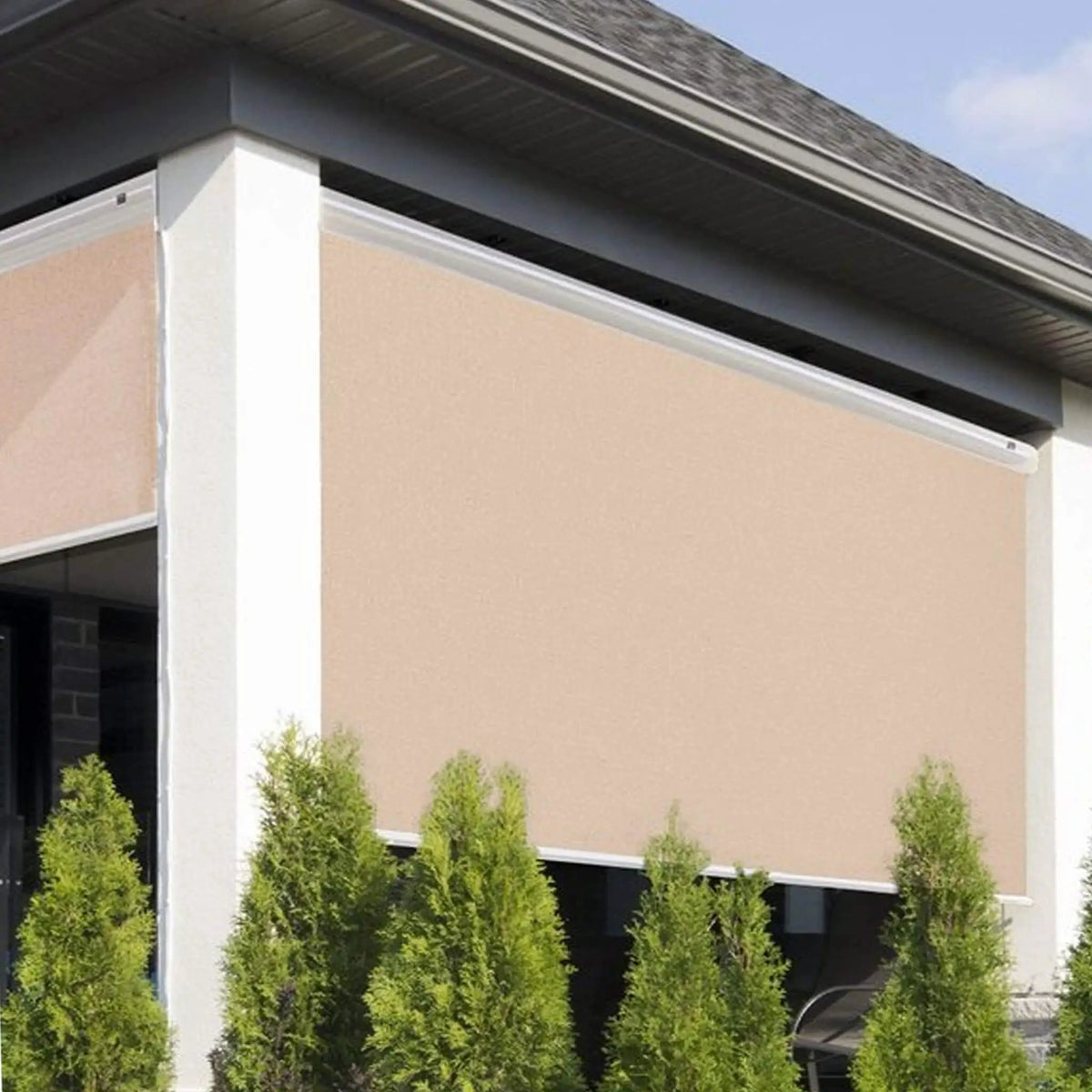 Multiple Awnings Multishade Premium Aluminum Retractable Outdoor Shade With PVC Covered Polyester Fabric [Made-To-Order] (SAK59071) by SAKSBY WHOLESALE