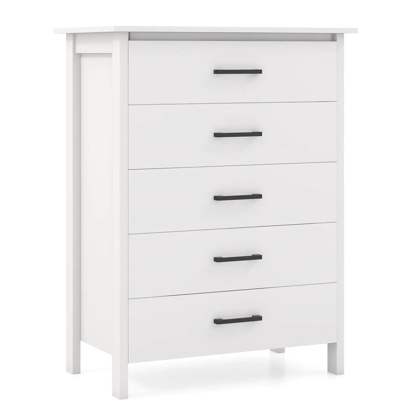 Modern 5-Drawer Multipurpose Chest Dresser with Metal Handles by DirectDeals