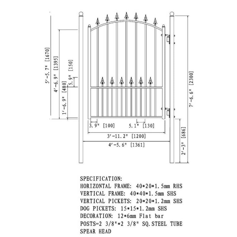 5FT Heavy-Duty Munich Powder-Coated Galvanized Steel Pedestrian Gate (SAK35824) by SAKSBY WHOLESALE