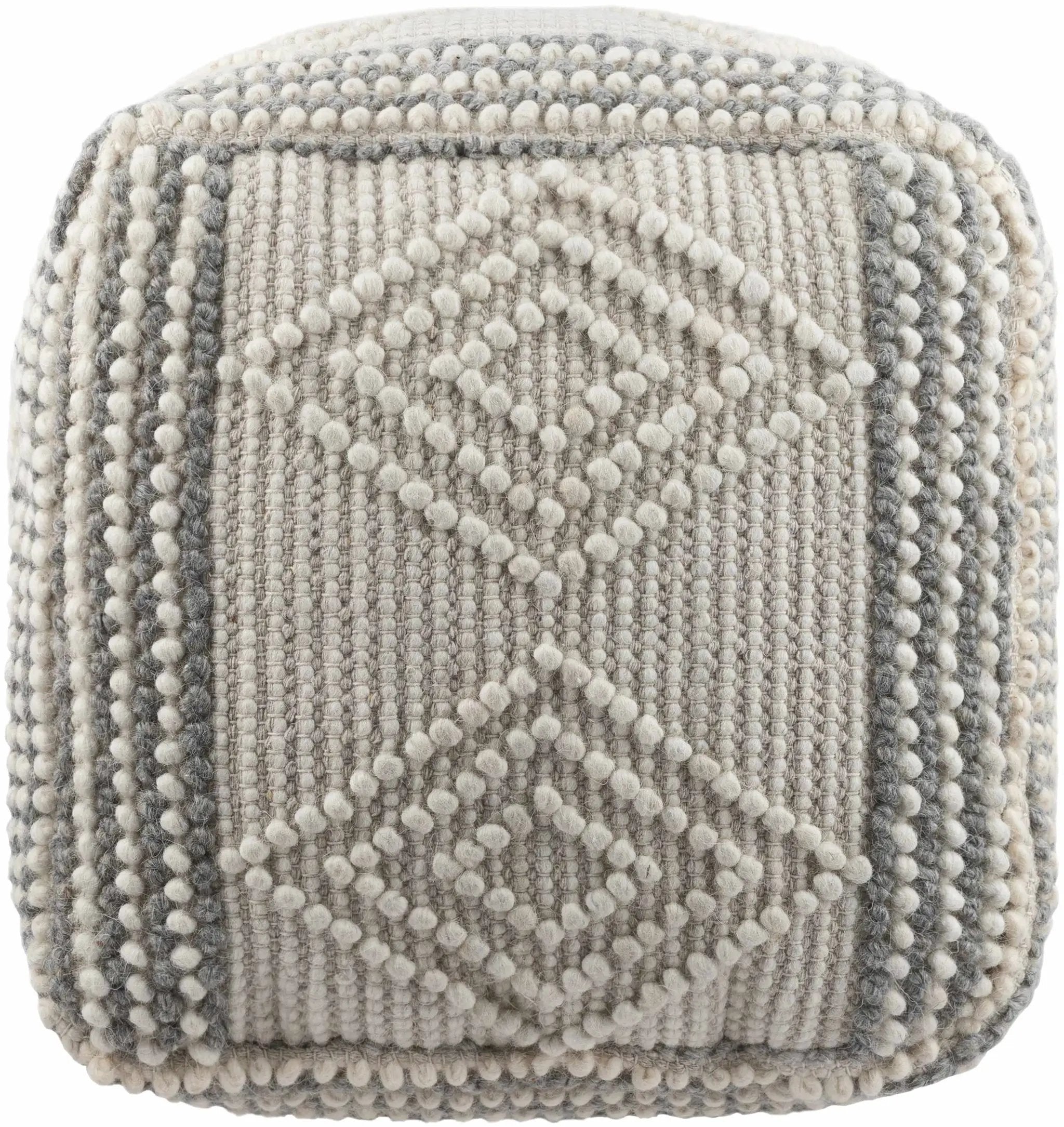 Murgon Cream W Wool Pouf by Boutique Rugs