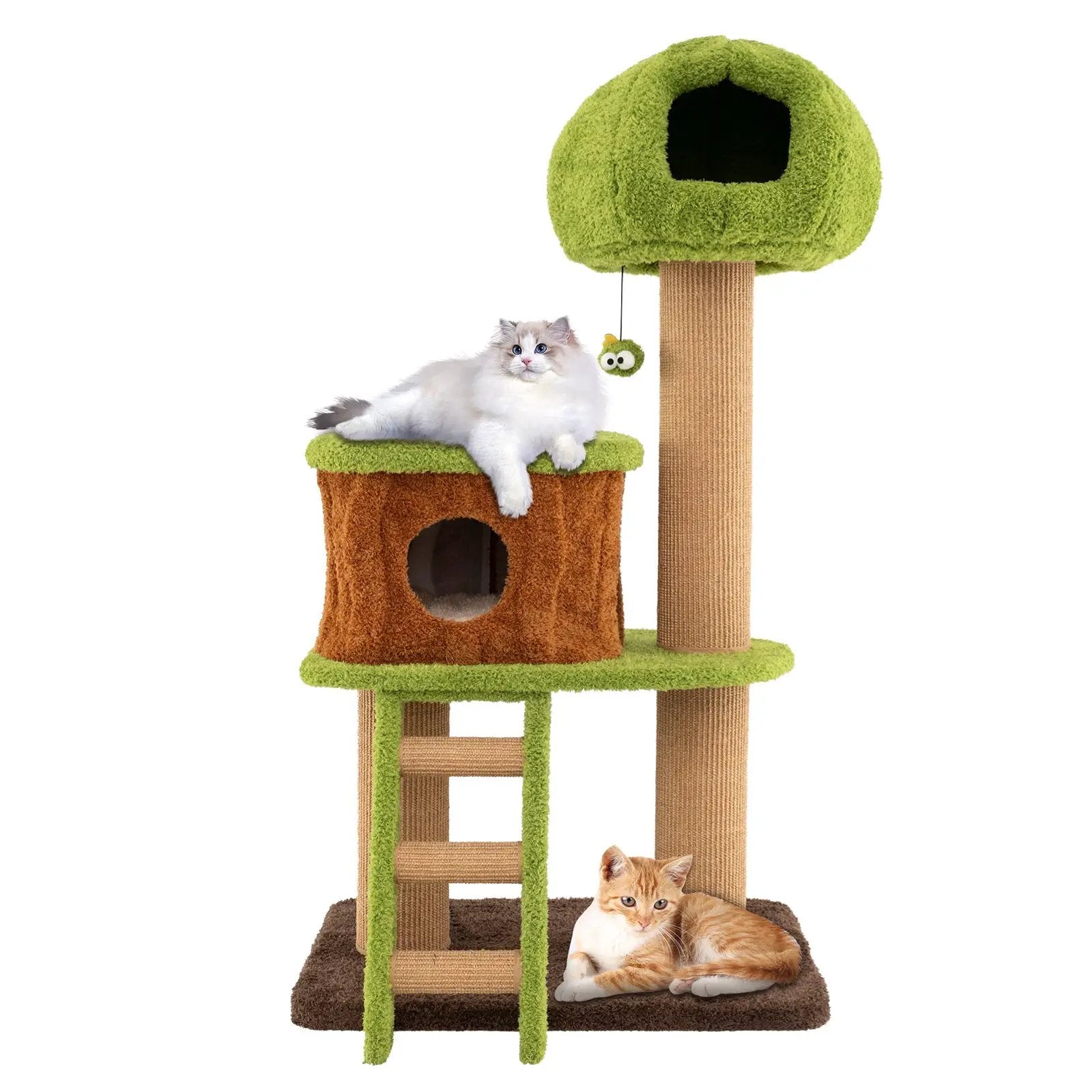 Cute Cat Tree for Indoor Cats with Mushroom-shaped Nest Condo and Climbing Ladder-Green by DirectDeals