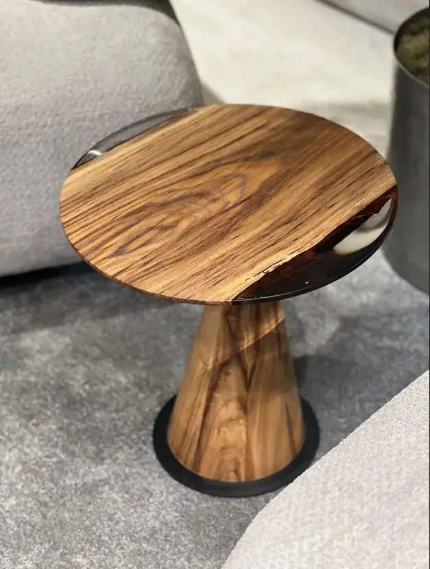 Mushroom Side & End table Made of Walnut and Epoxy Resin, photo 11 of 18