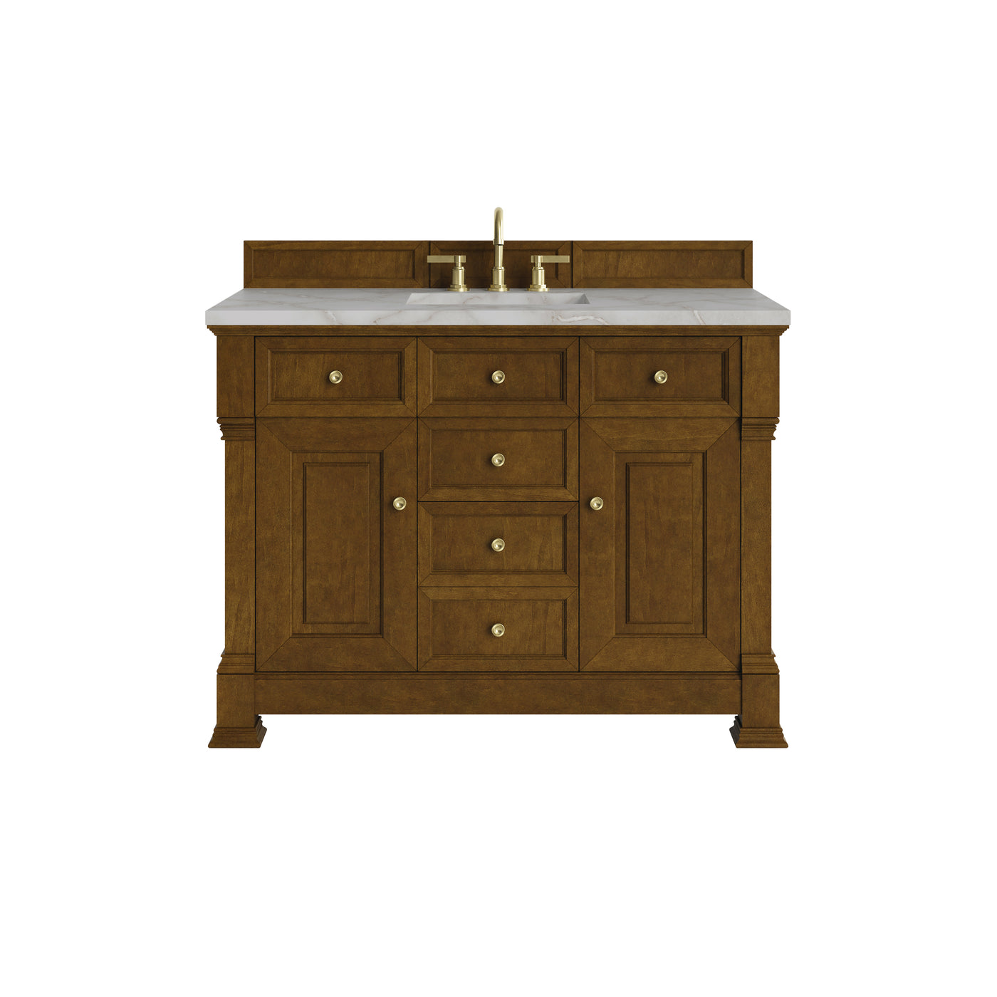 James Martin Brookfield 48" Single Bathroom Vanity, Honey Oak with Victorian Silver countertop