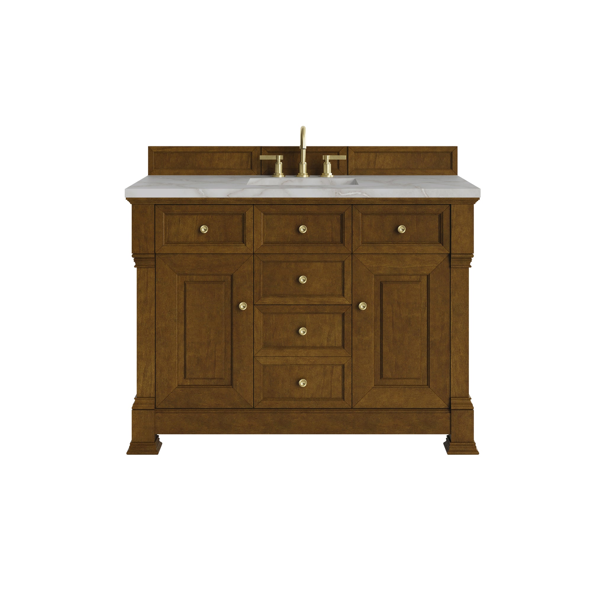 James Martin Brookfield 48" Single Bathroom Vanity, Honey Oak with Victorian Silver countertop