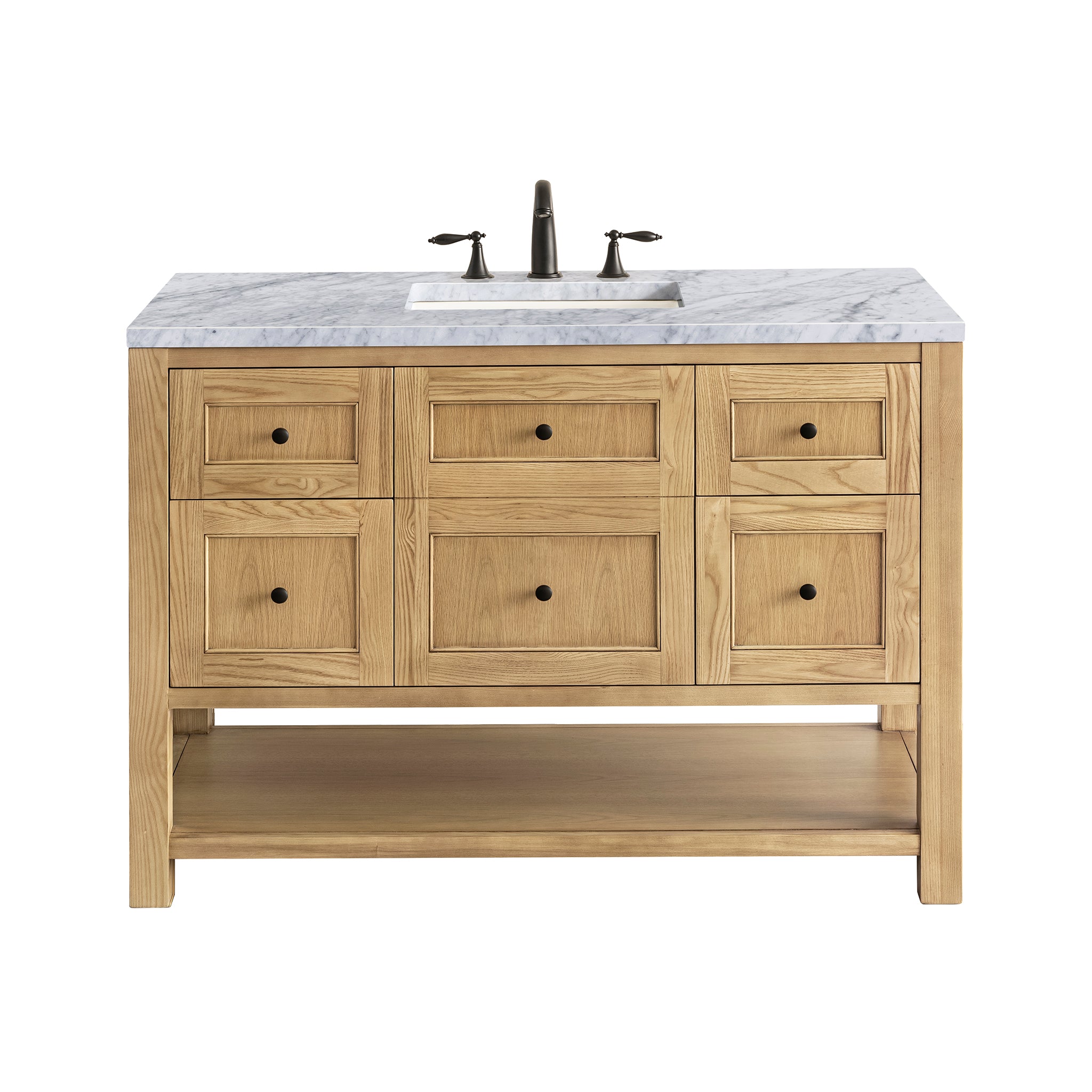 James Martin Breckenridge 48" Single Bathroom Vanity, Light Natural Oak with Carrara White countertop