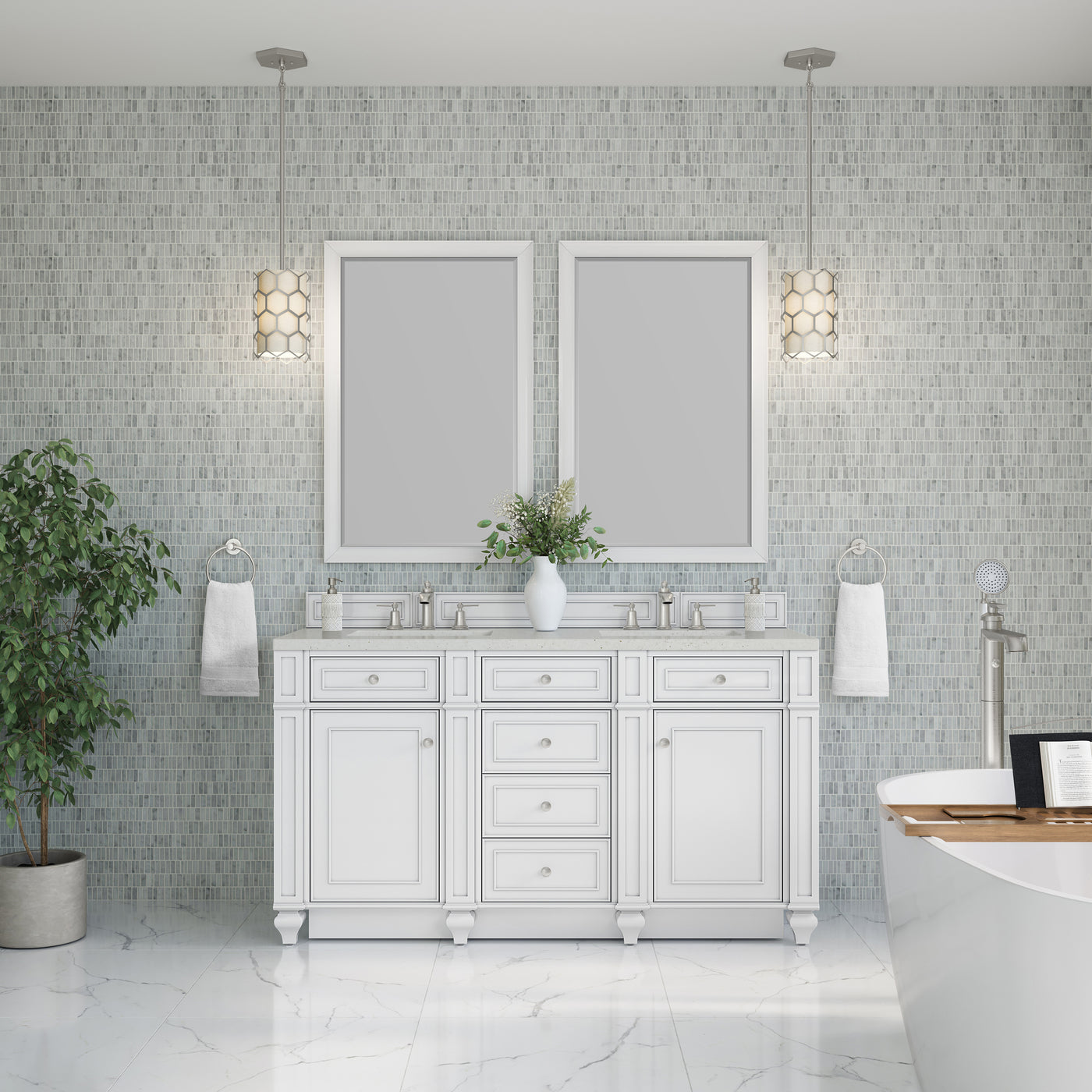 James Martin Bristol 60" Double Bathroom Vanity, Bright White, view 22
