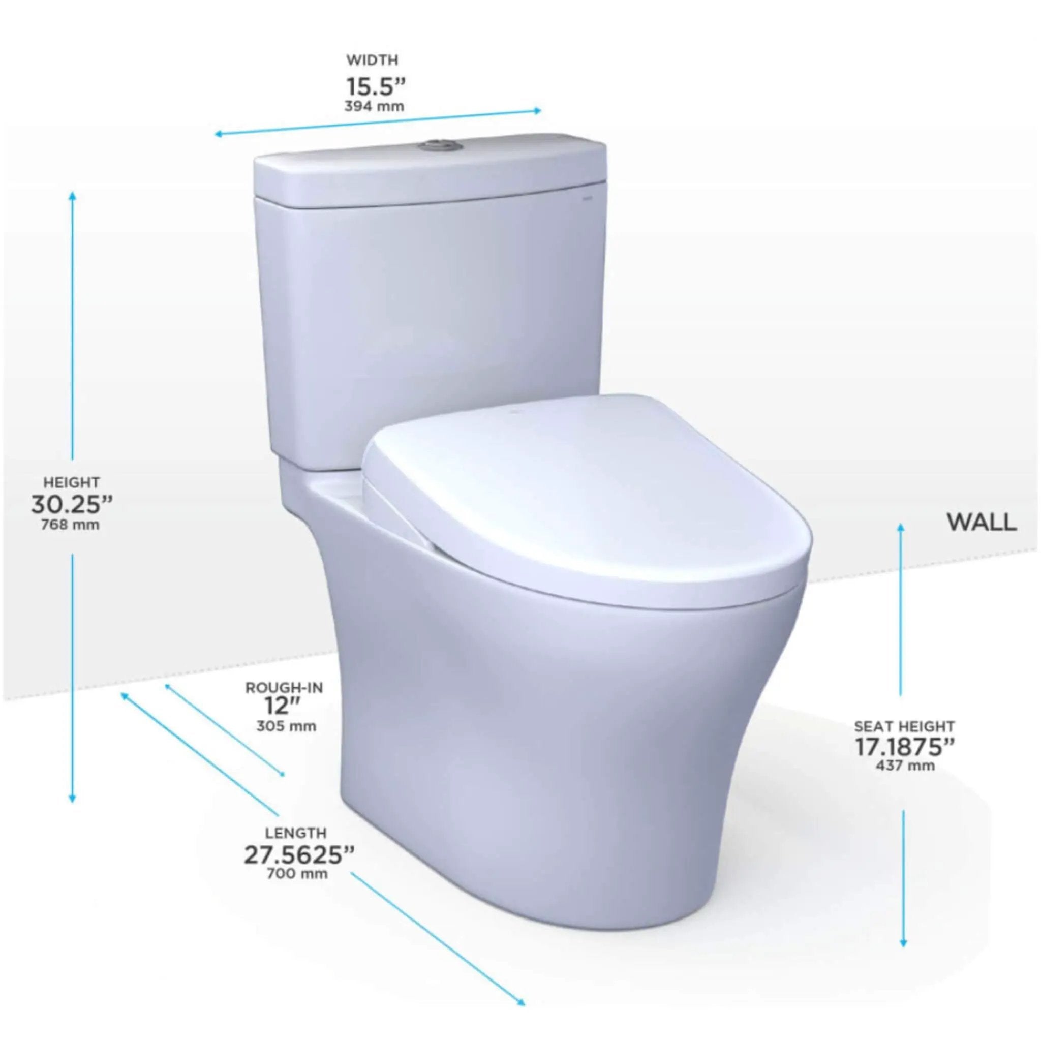 [MW4464736CEMFGN#01] TOTO Aquia IV Dual Flush Elongated Chair Height Toilet With Washlet S7A (SAK98062) by SAKSBY WHOLESALE