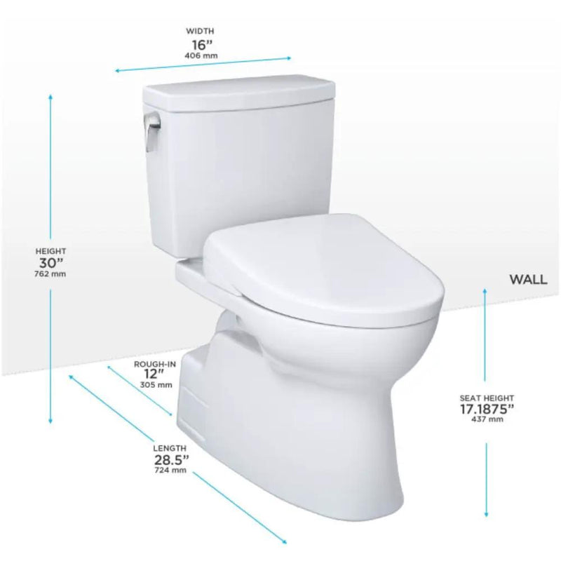 [MW4744736CUFG#01] TOTO Vespin II 1 GPF Elongated Chair Height Toilet With Washlet S7A Auto Open Bidet Seat (SAK56135) by SAKSBY WHOLESALE