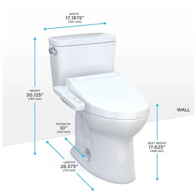 [MW7763074CEFG.10#01] TOTO Drake 1.28 GPF With Washlet C2 Elongated Bidet Toilet And 10" Rough In (SAK73915) by SAKSBY WHOLESALE