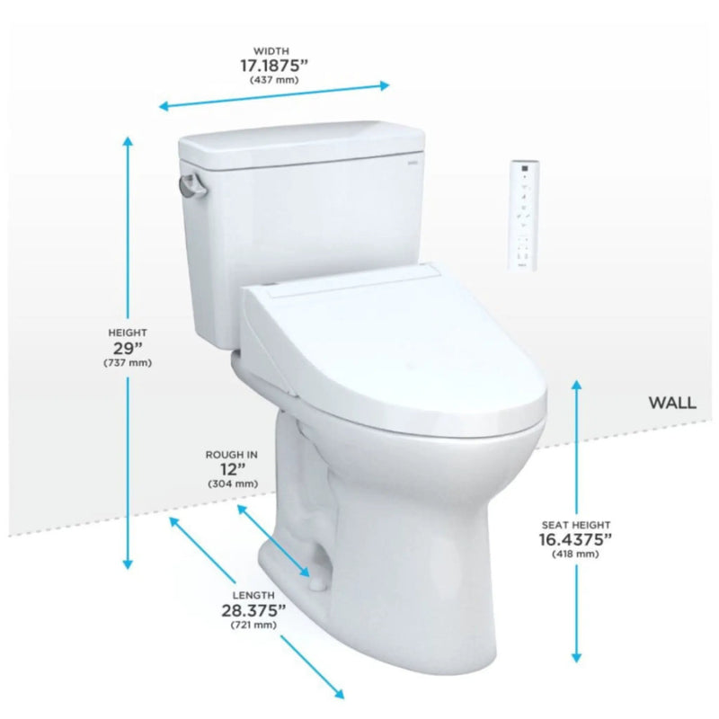 [MW7763084CEG#01] TOTO Drake 1.28 GPF Washlet Elongated Toilet With C5 Bidet Seat (SAK74362) by SAKSBY WHOLESALE