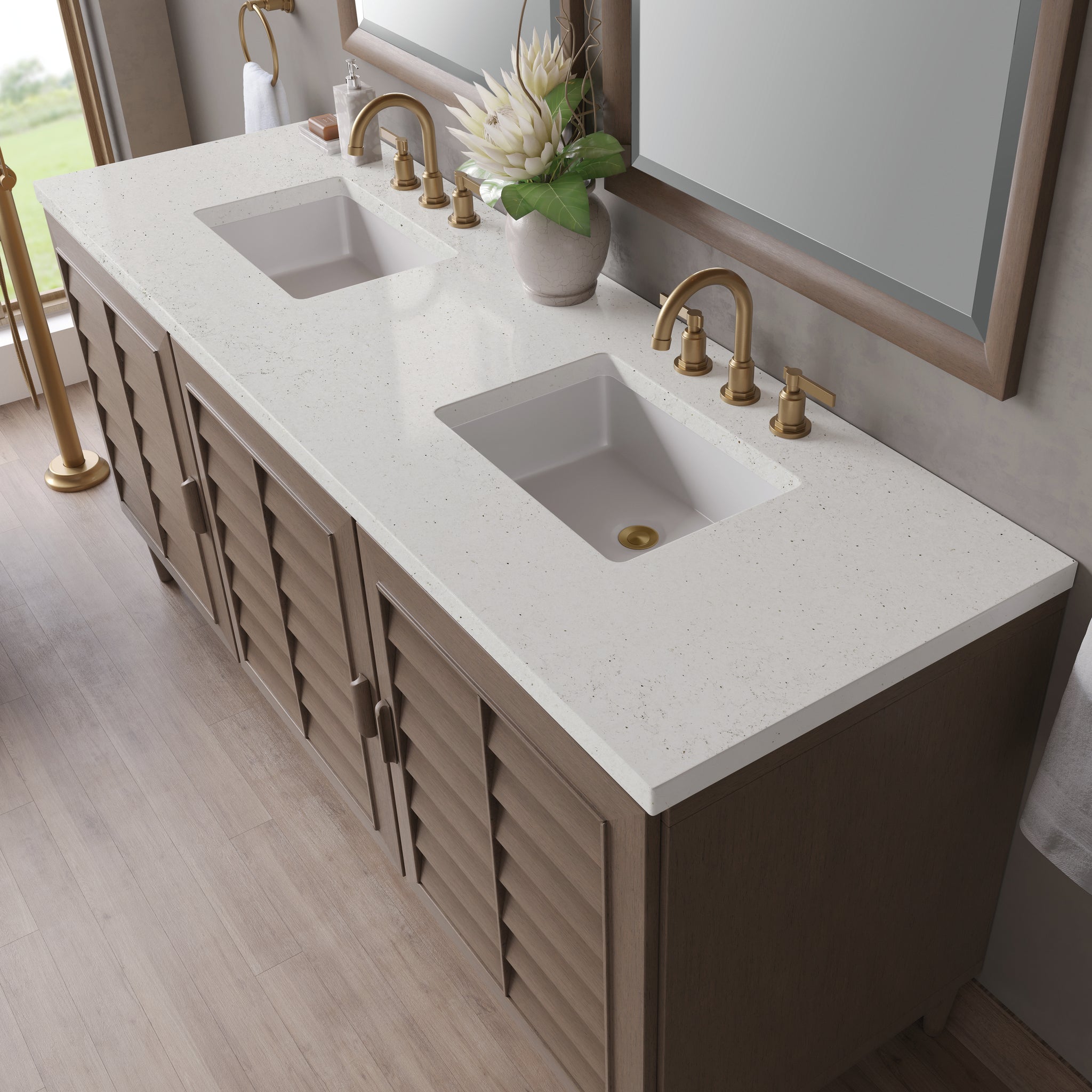 James Martin Portland 72" Double Bathroom Vanity, Whitewashed Walnut, view 34