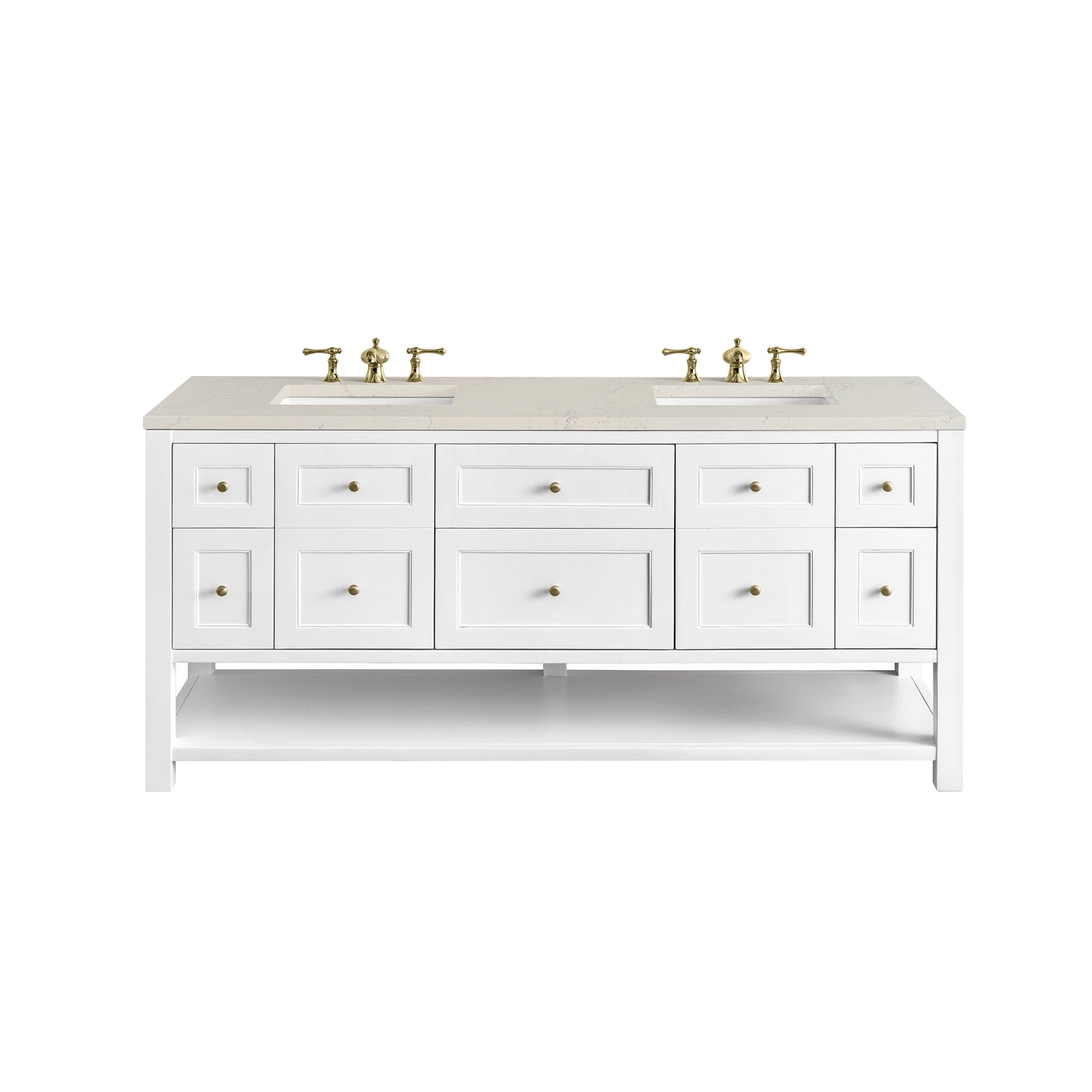 James Martin Breckenridge 72" Double Bathroom Vanity, Bright White with Siberian countertop