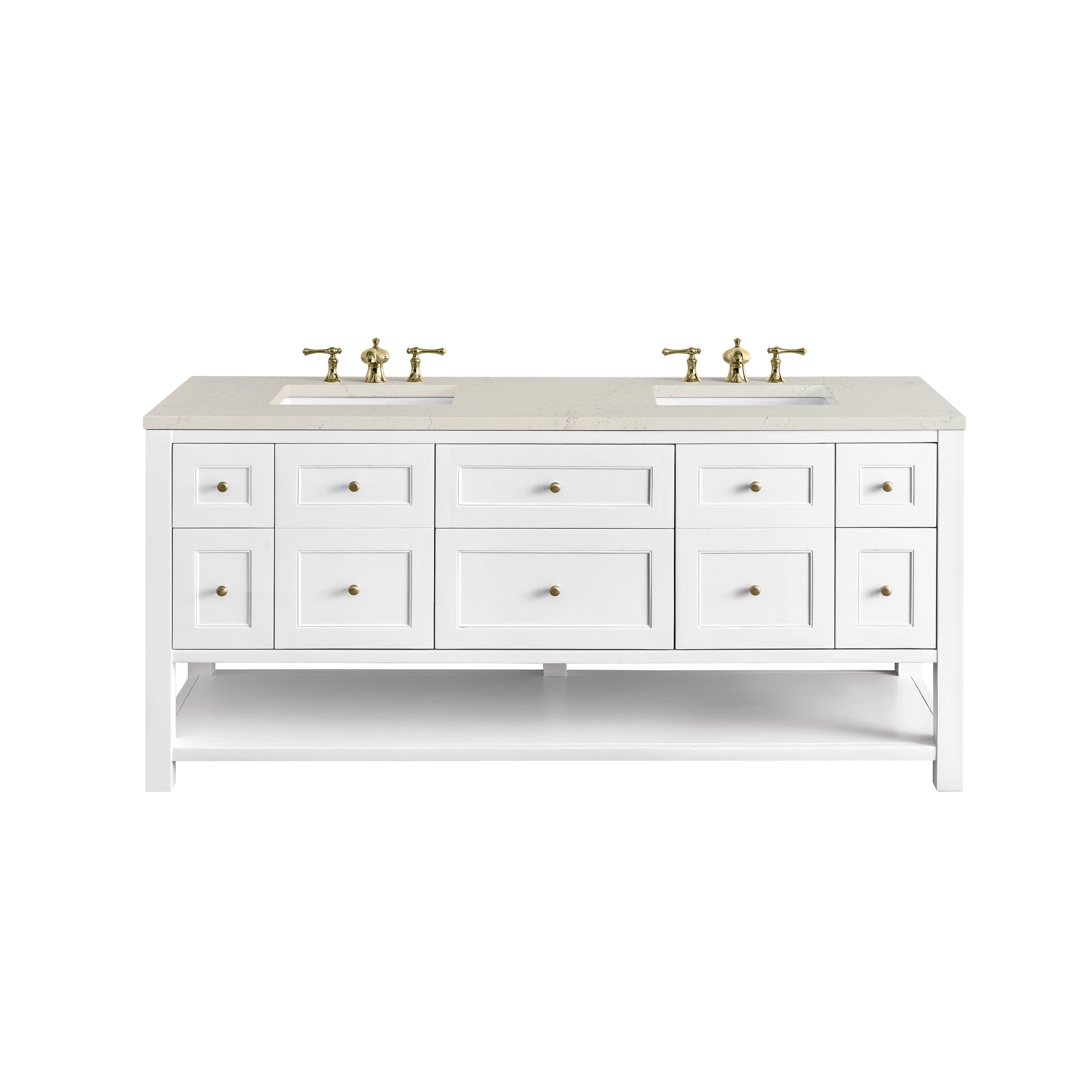 James Martin Breckenridge 72" Double Bathroom Vanity, Bright White with Siberian countertop